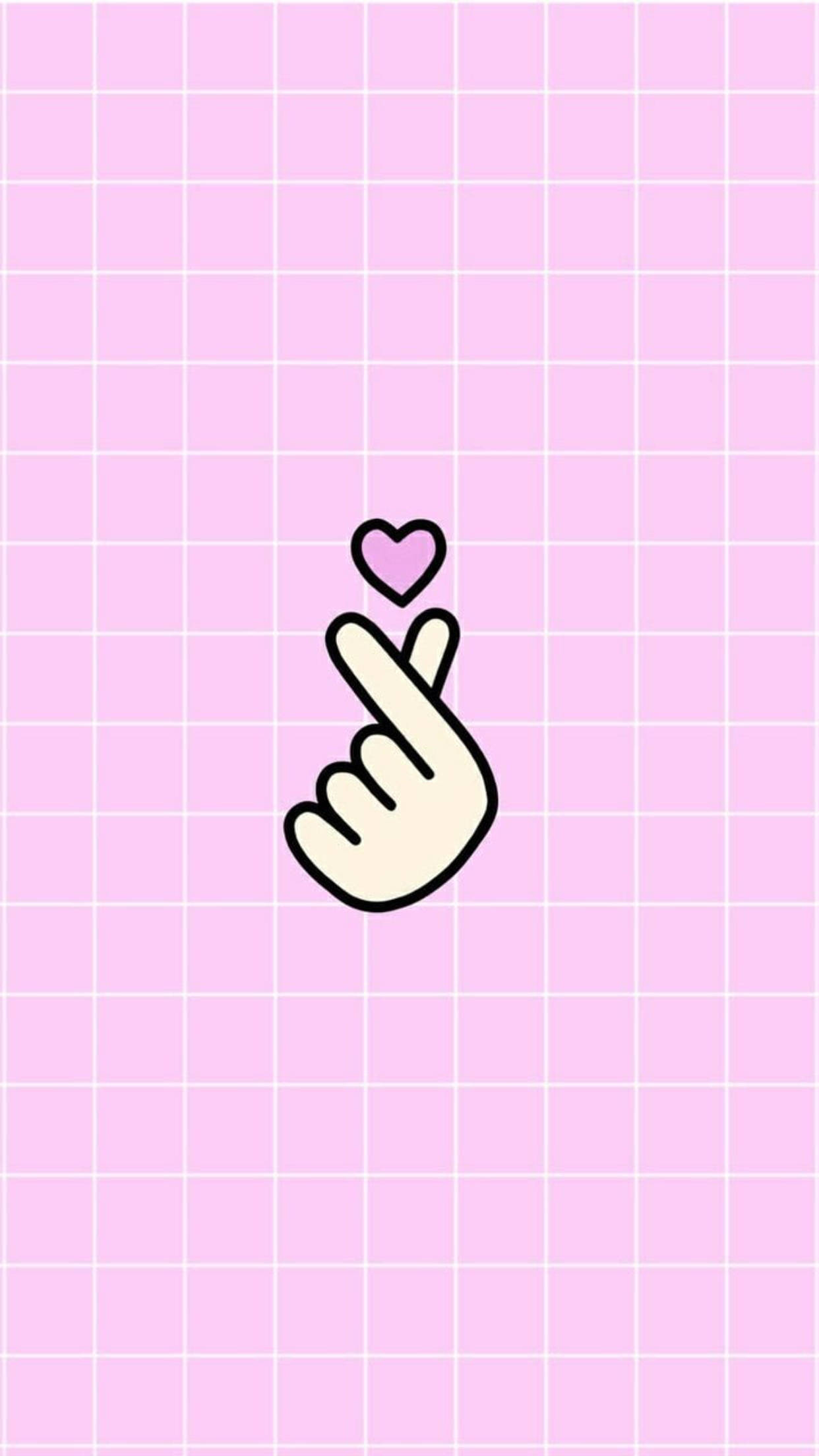 Saranghae, heart gesture, floating pink heart, Full HD Phone Wallpaper