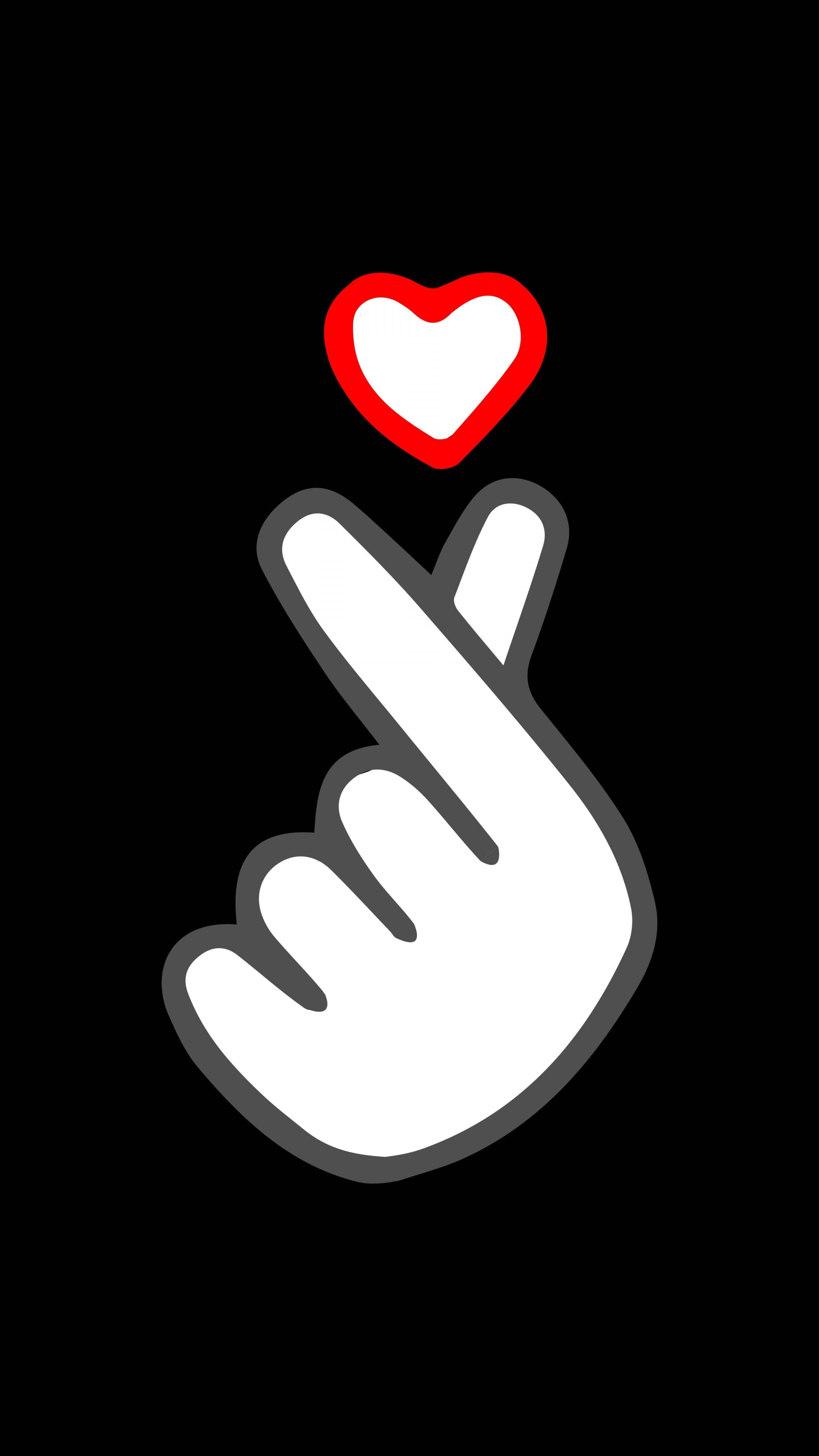Saranghae, Korean finger heart, white hand, 4K Phone Wallpaper