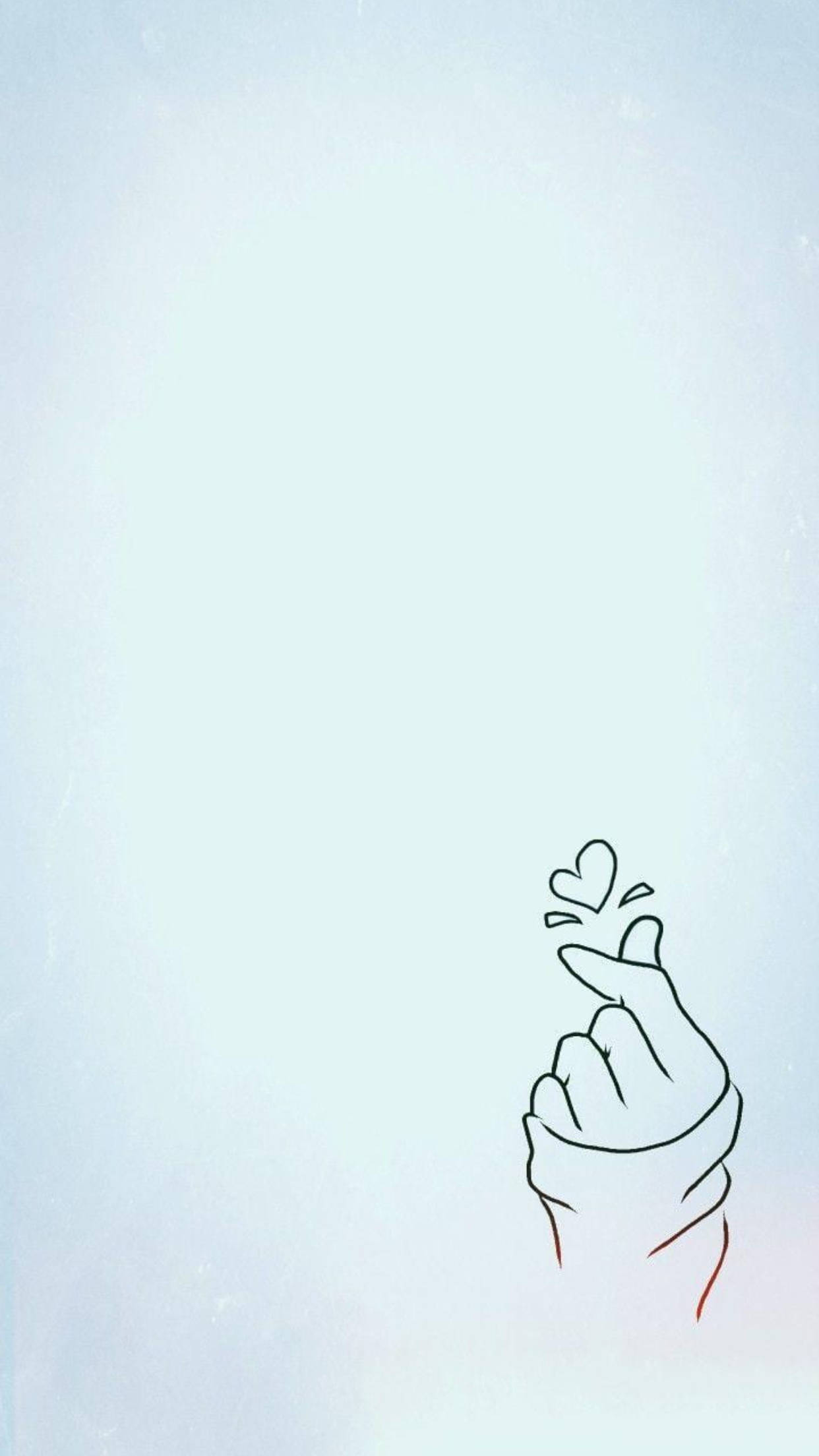 Saranghae, baby blue, finger heart, Full HD Phone Wallpaper