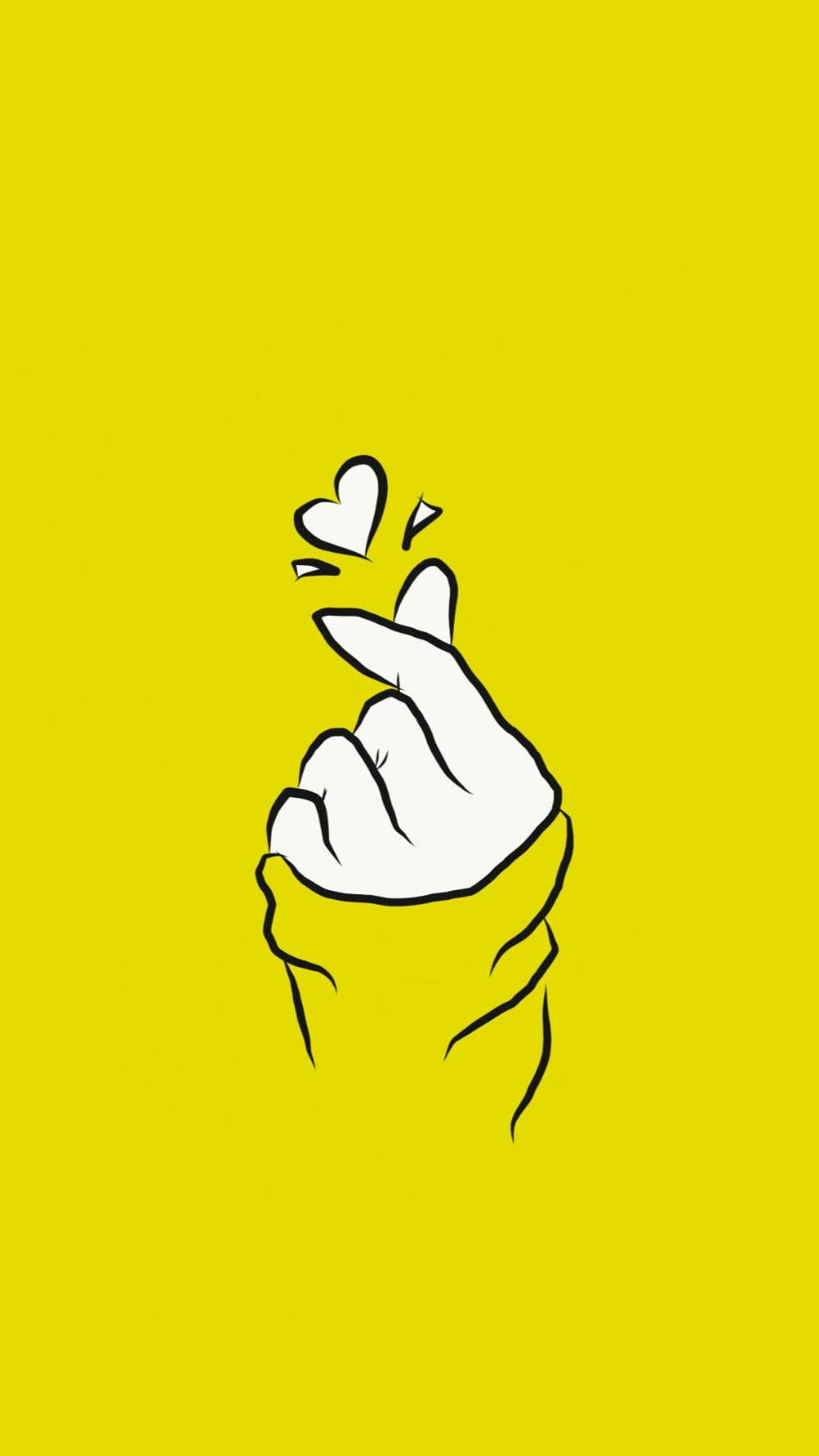 Saranghae, bright yellow, white hand, HD Phone Wallpaper