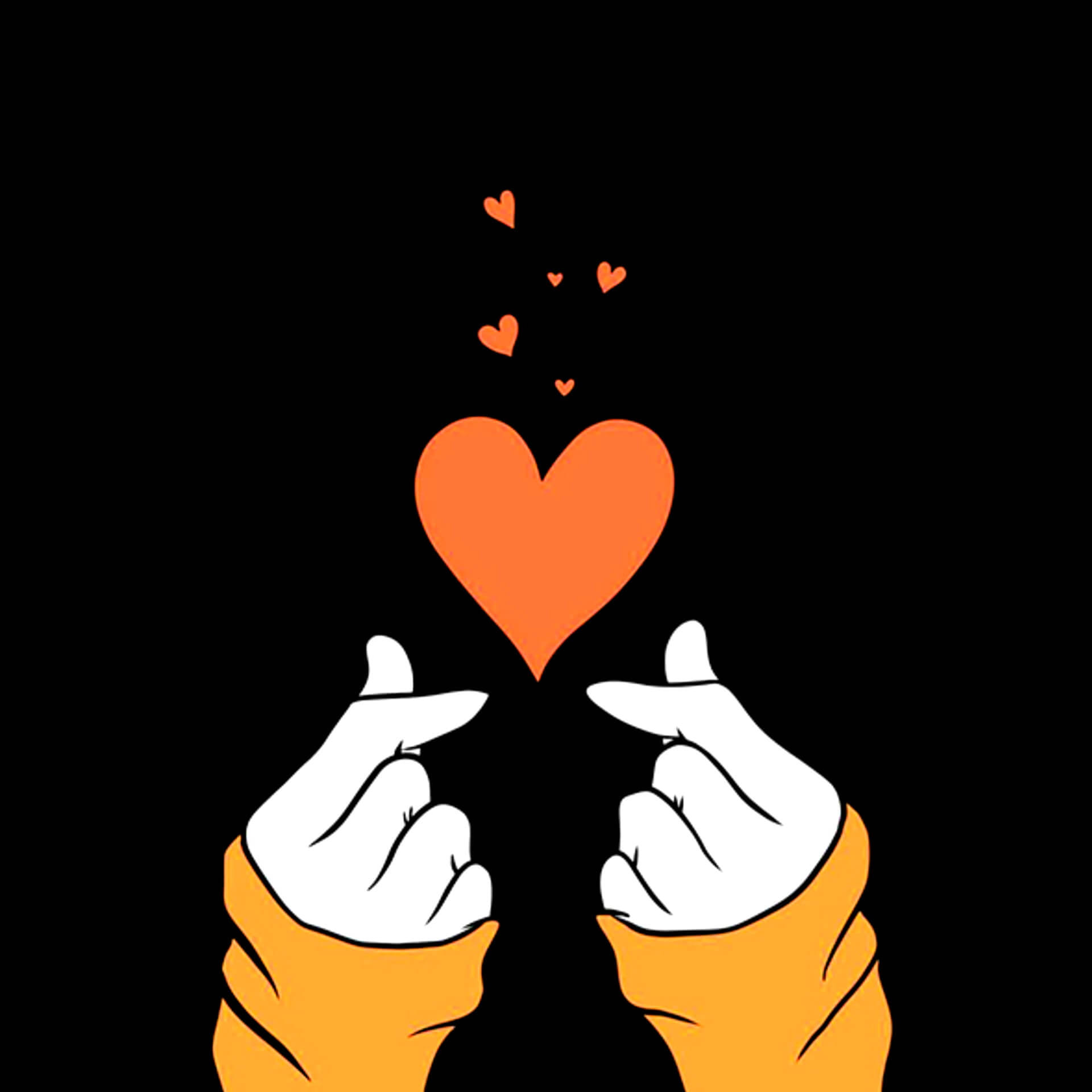 Saranghae, orange heart, smaller hearts, Full HD Desktop Wallpaper