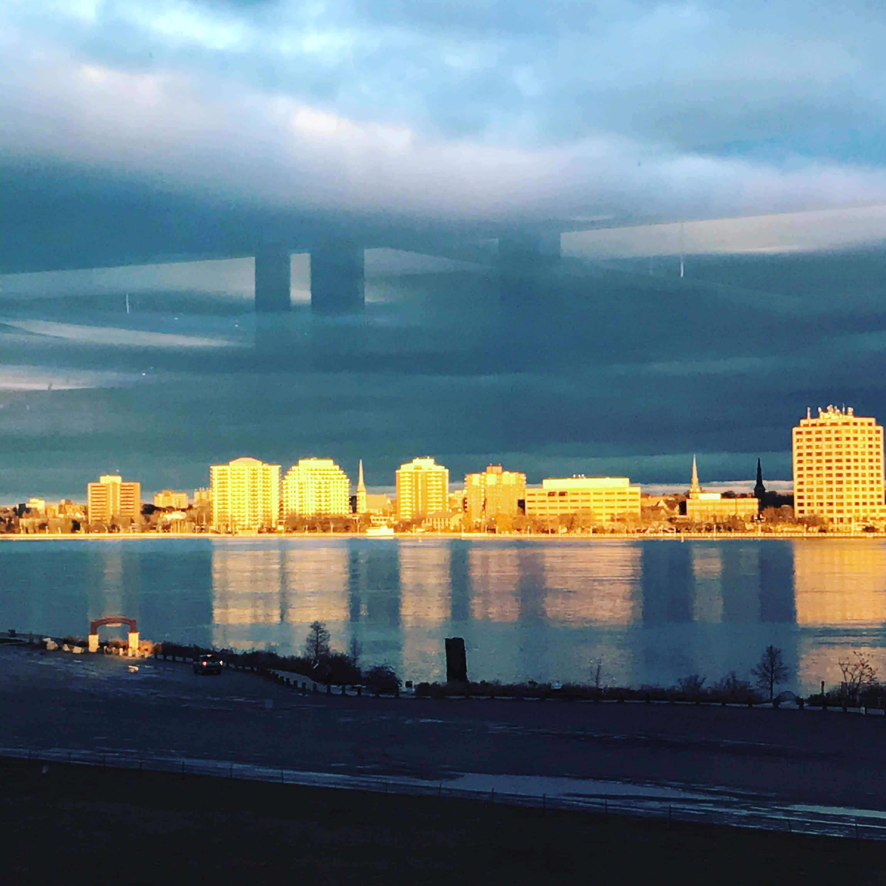 Sarnia, skyline, golden sunset, 2K Desktop Wallpaper