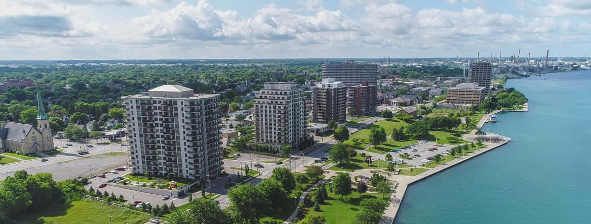 Sarnia, skyline, aerial view, SD Desktop Wallpaper