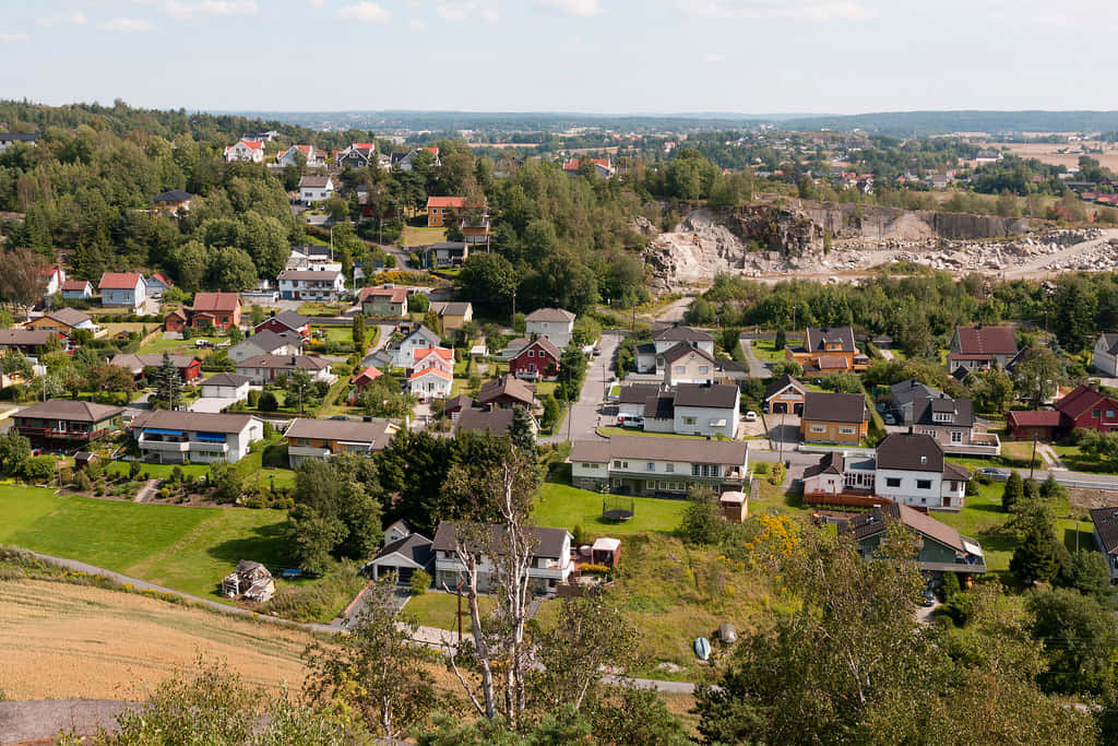 Sarpsborg, sunset, aerial view, SD Desktop Wallpaper