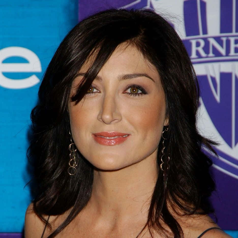 Sasha Alexander, dark wavy hair, gold hoop earrings, SD Desktop Wallpaper