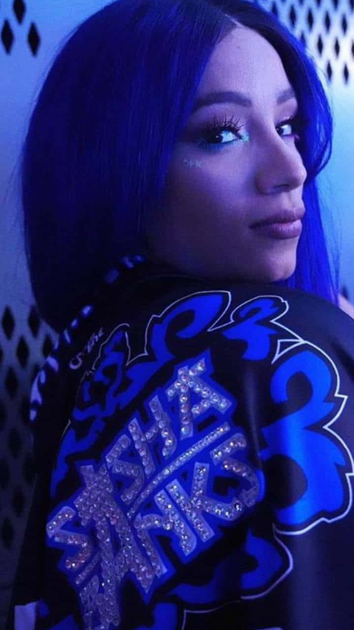 Sasha Banks, vibrant blue hair, glittering blue makeup, HD Phone Wallpaper