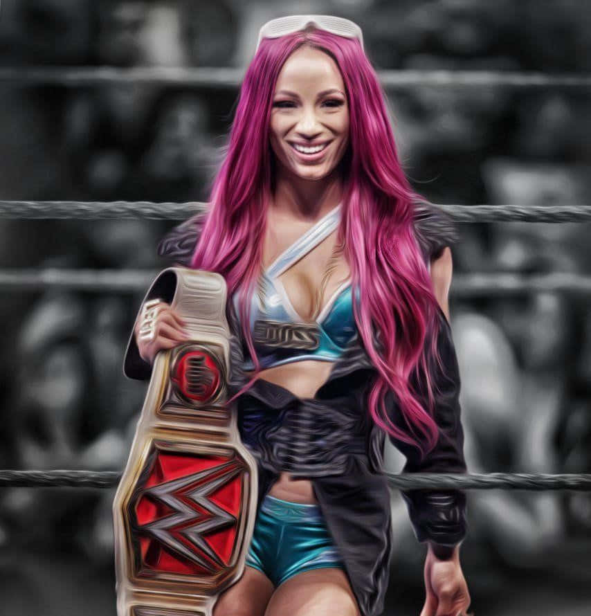 Sasha Banks, pink hair, wrestling belt, SD Phone Wallpaper