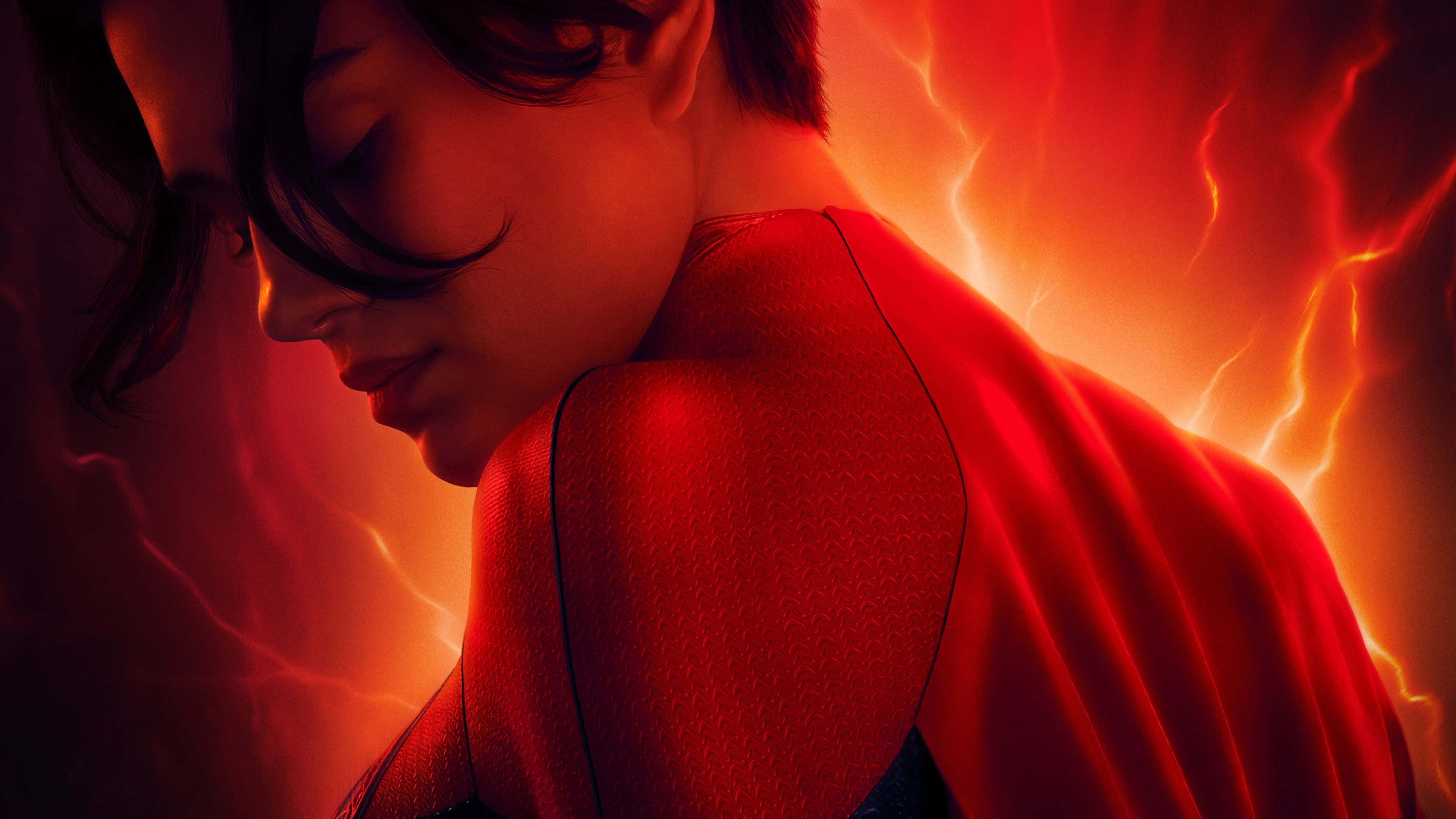 Sasha Calle Supergirl, red suit, profile, 4K Desktop Wallpaper