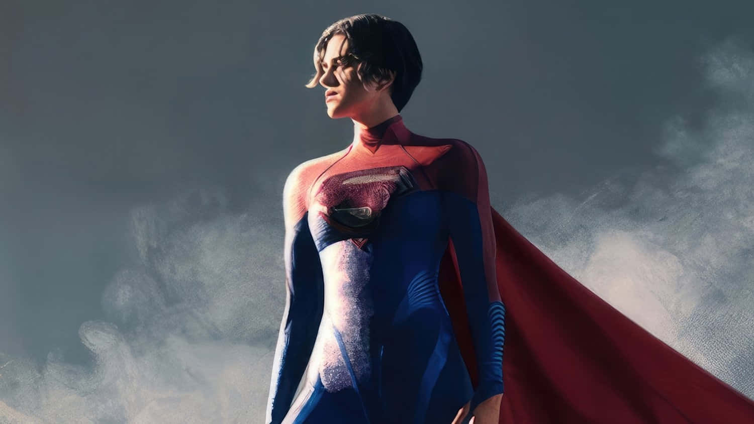 Sasha Calle, Supergirl, blue and red suit, HD Desktop Wallpaper