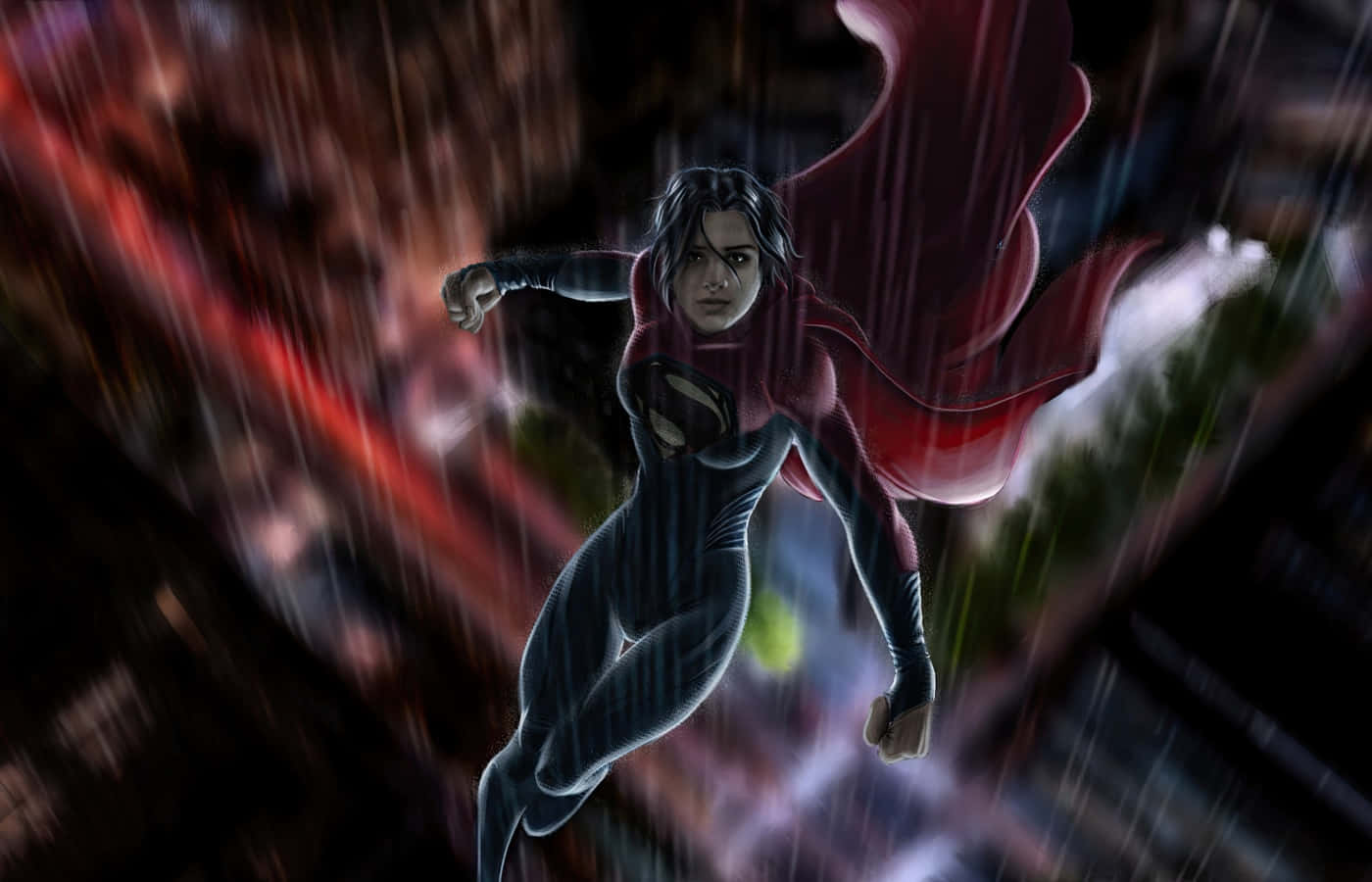 Sasha Calle, Supergirl, red cape, HD Desktop Wallpaper