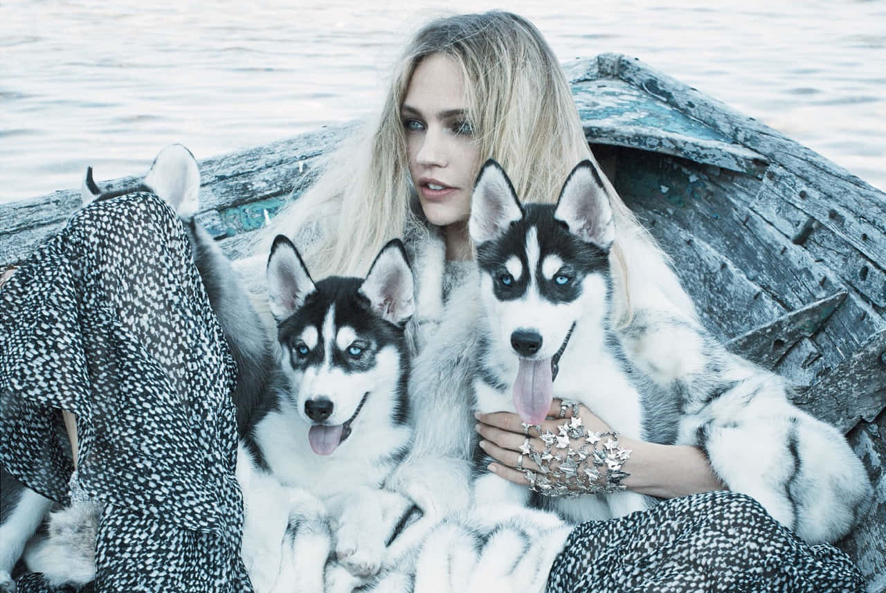Sasha Pivovarova, blonde woman, patterned coat, HD Desktop Wallpaper
