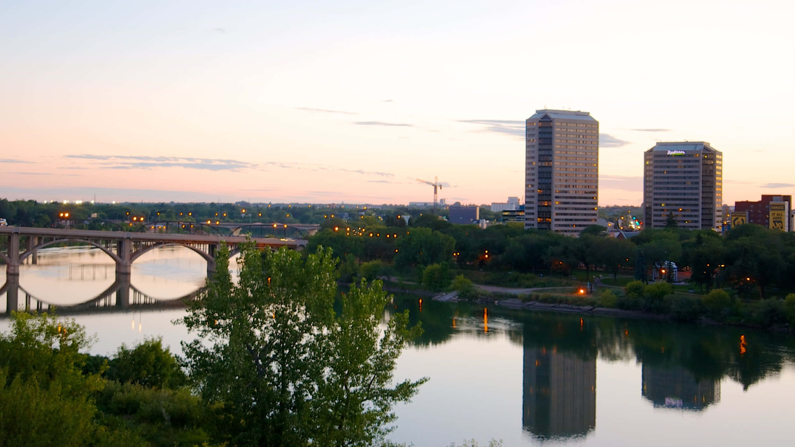 Saskatoon, sunrise, cityscape, 2K Desktop Wallpaper