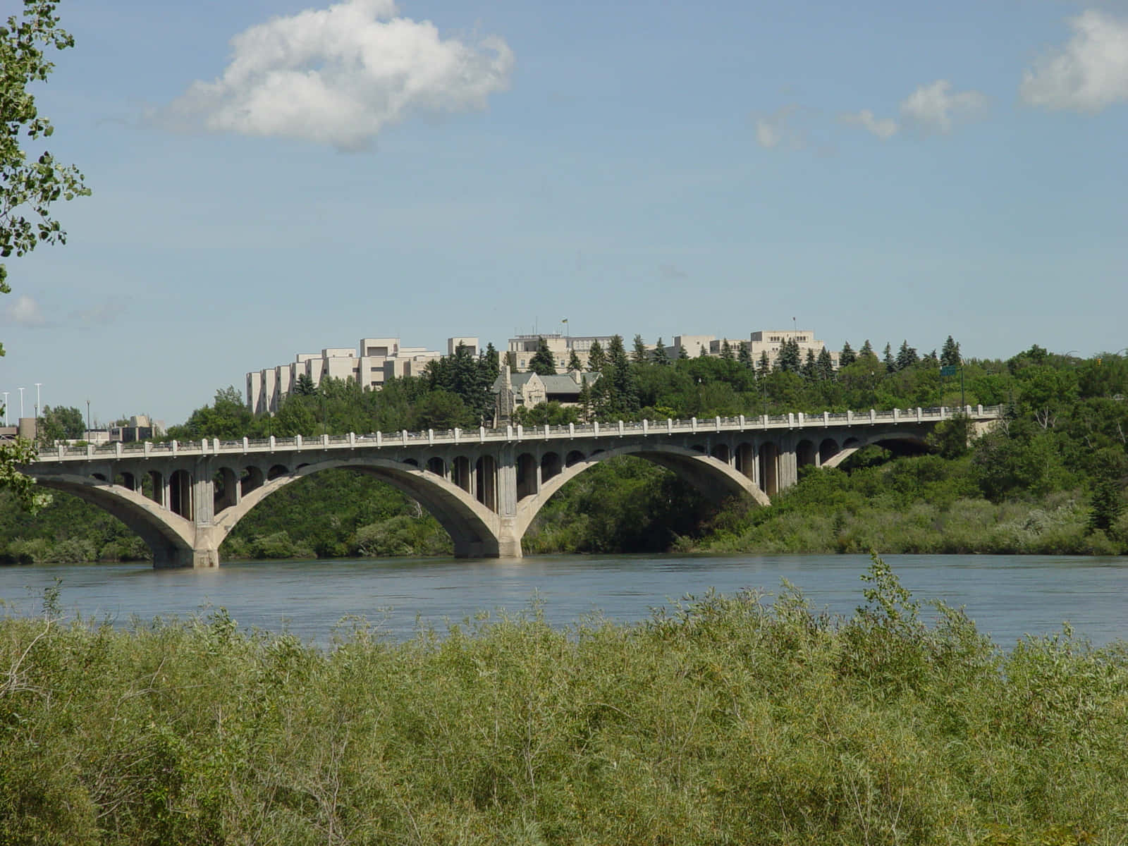 Saskatoon, dusk, stone arch bridge, HD Desktop Wallpaper