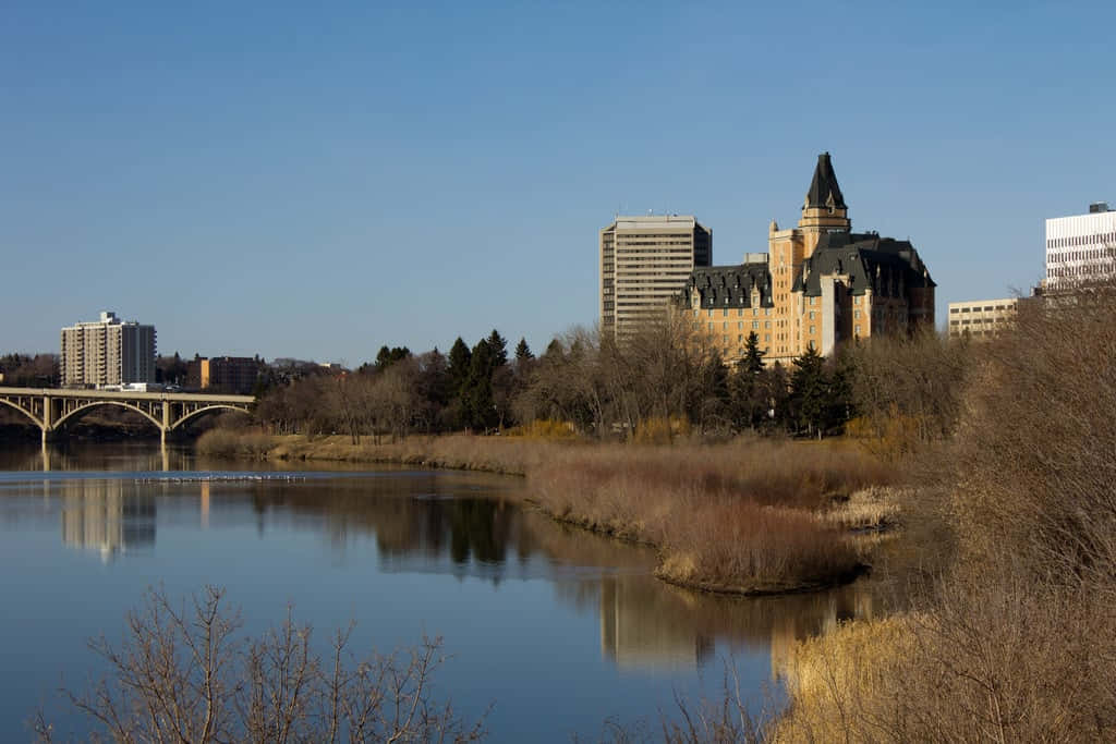 Saskatoon, river, autumn view, SD Desktop Wallpaper