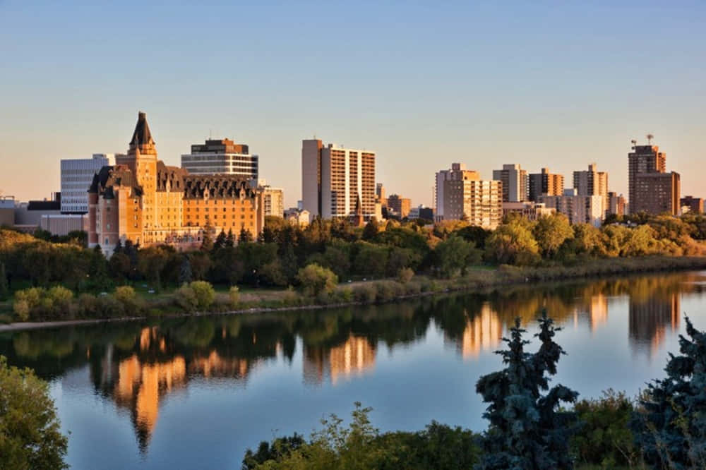 Saskatoon, sunset, cityscape, SD Desktop Wallpaper