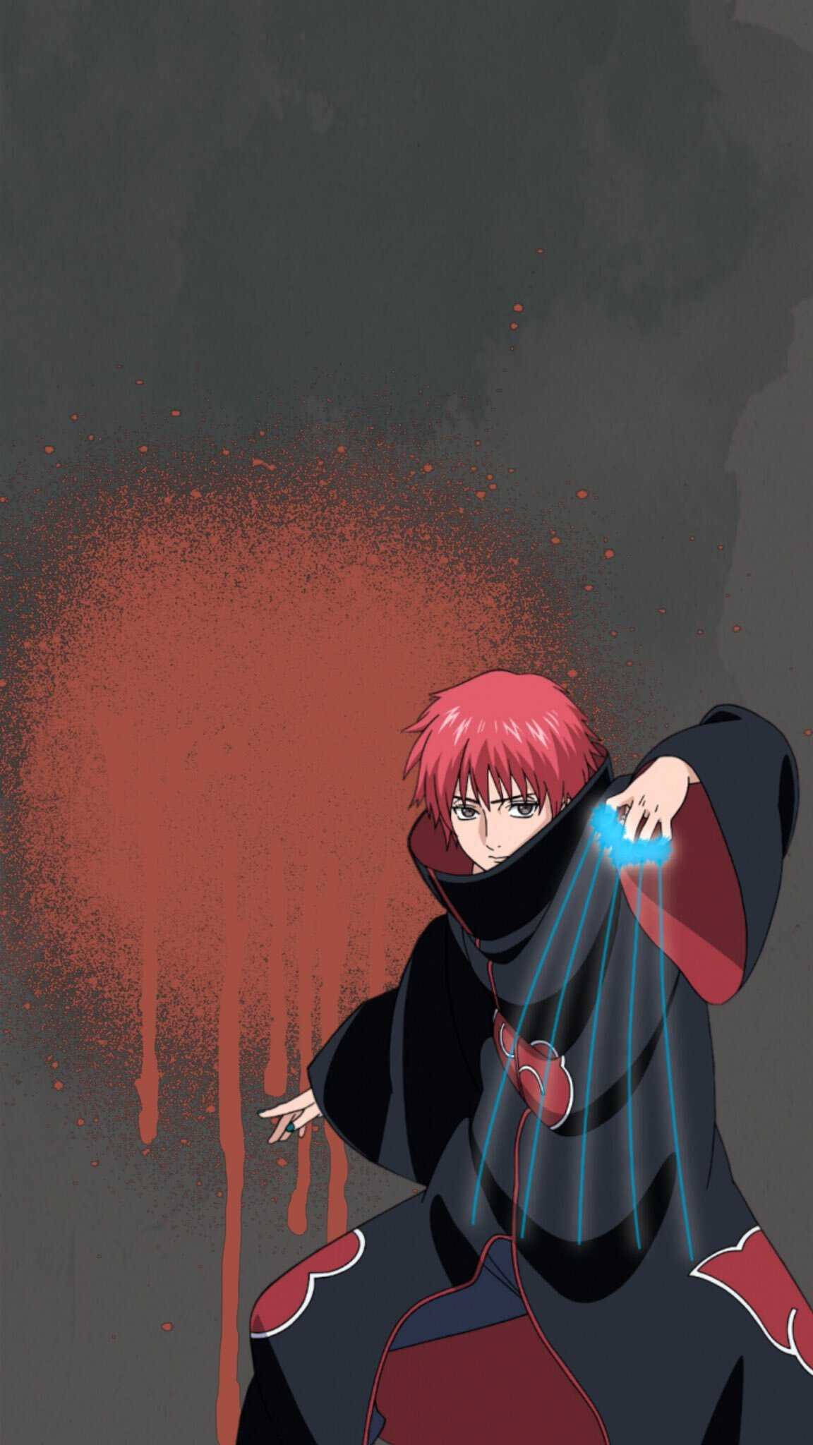 Sasori, red-haired anime character, black cloak, Full HD Phone Wallpaper
