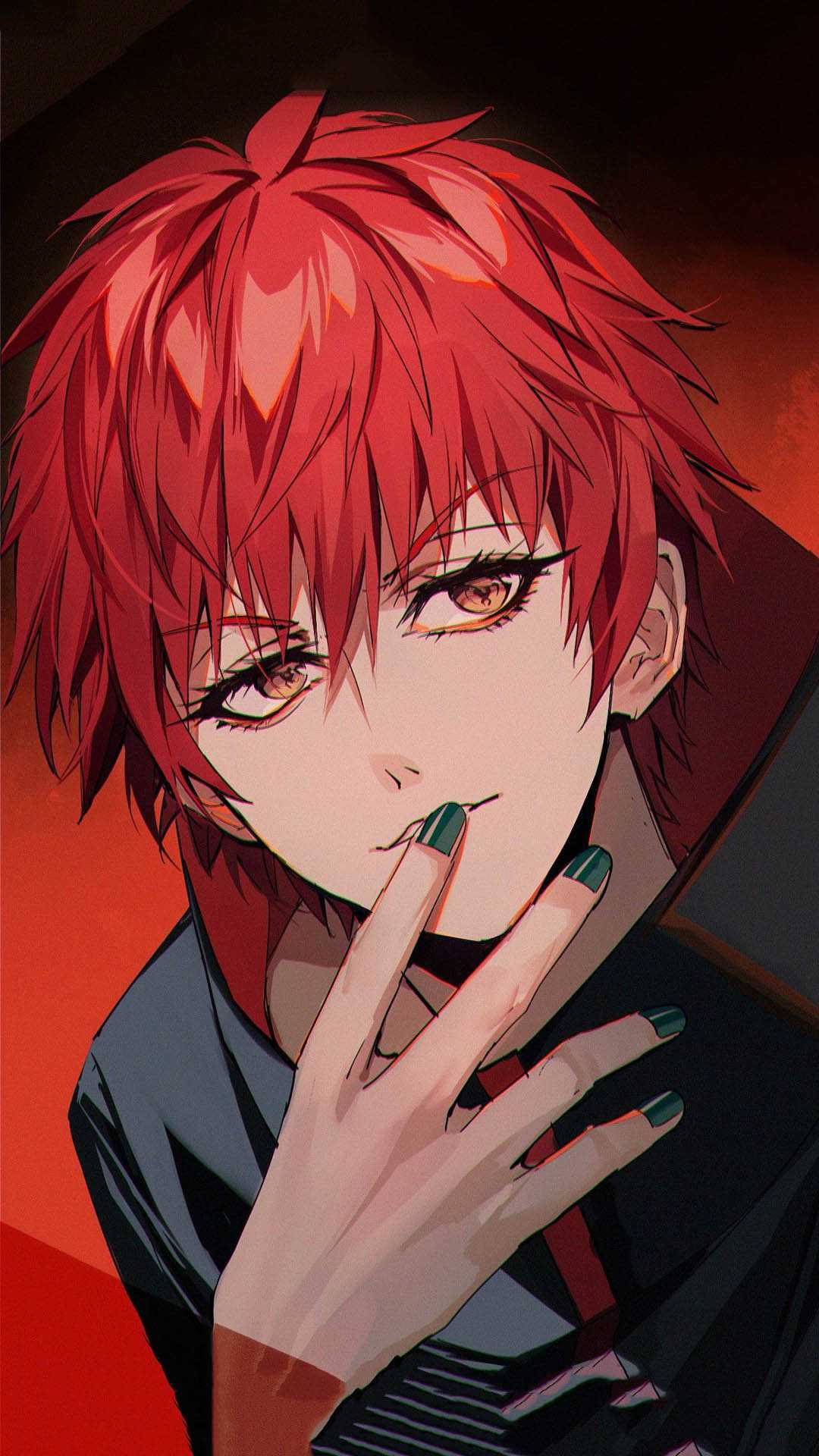 Sasori, fiery red hair, green nails, Full HD Phone Wallpaper