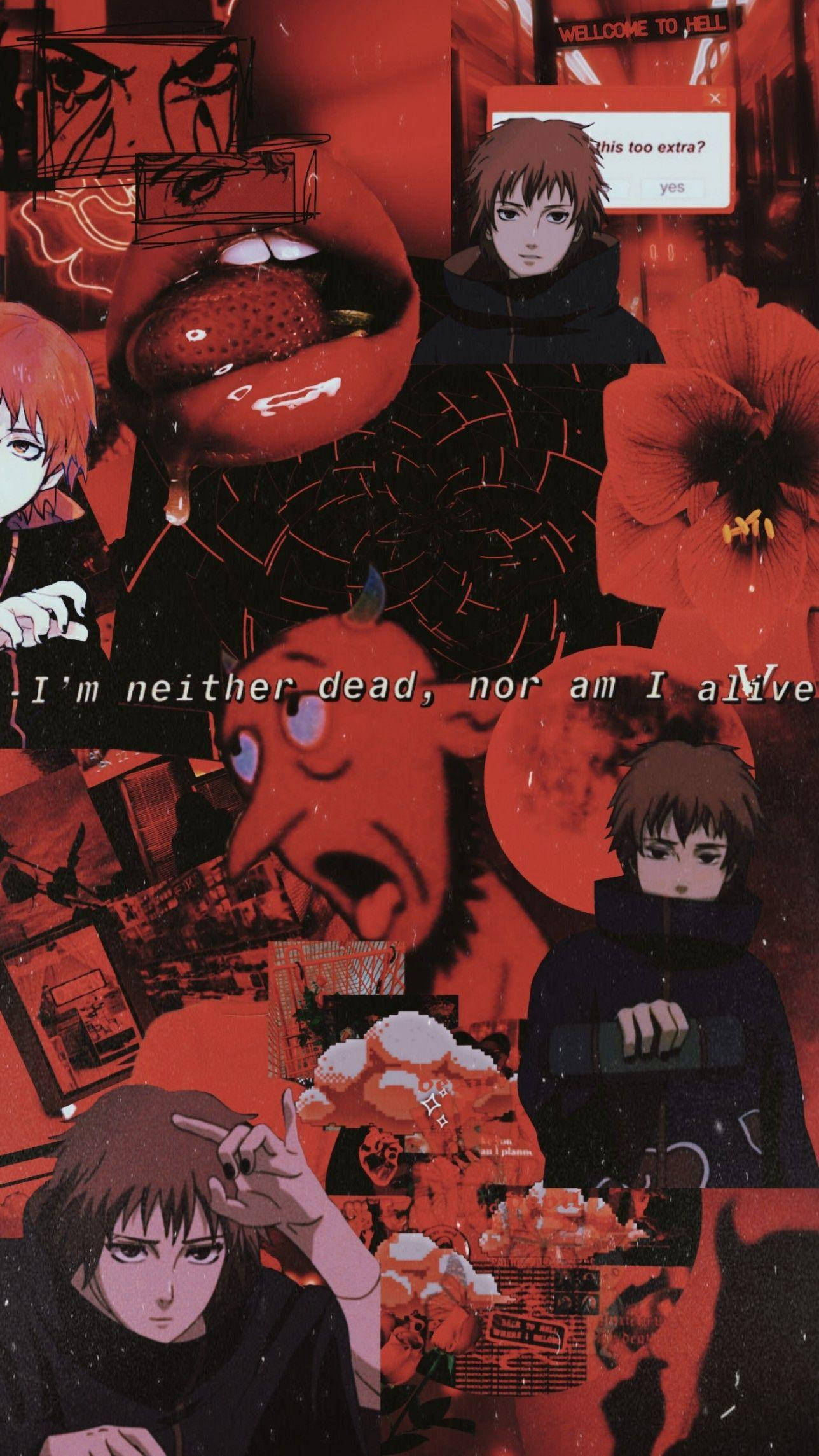 Sasori, red aesthetic, surreal anime collage, Full HD Phone Wallpaper