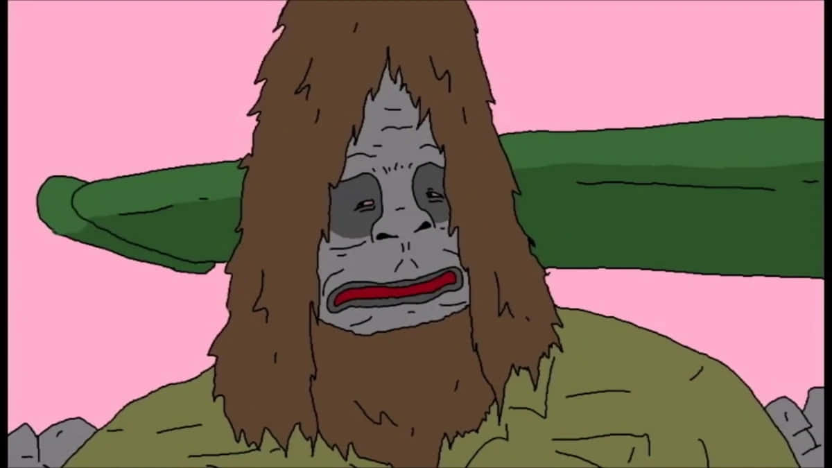 Sassy The Sasquatch, cartoon bigfoot, brown fur, SD Desktop Wallpaper
