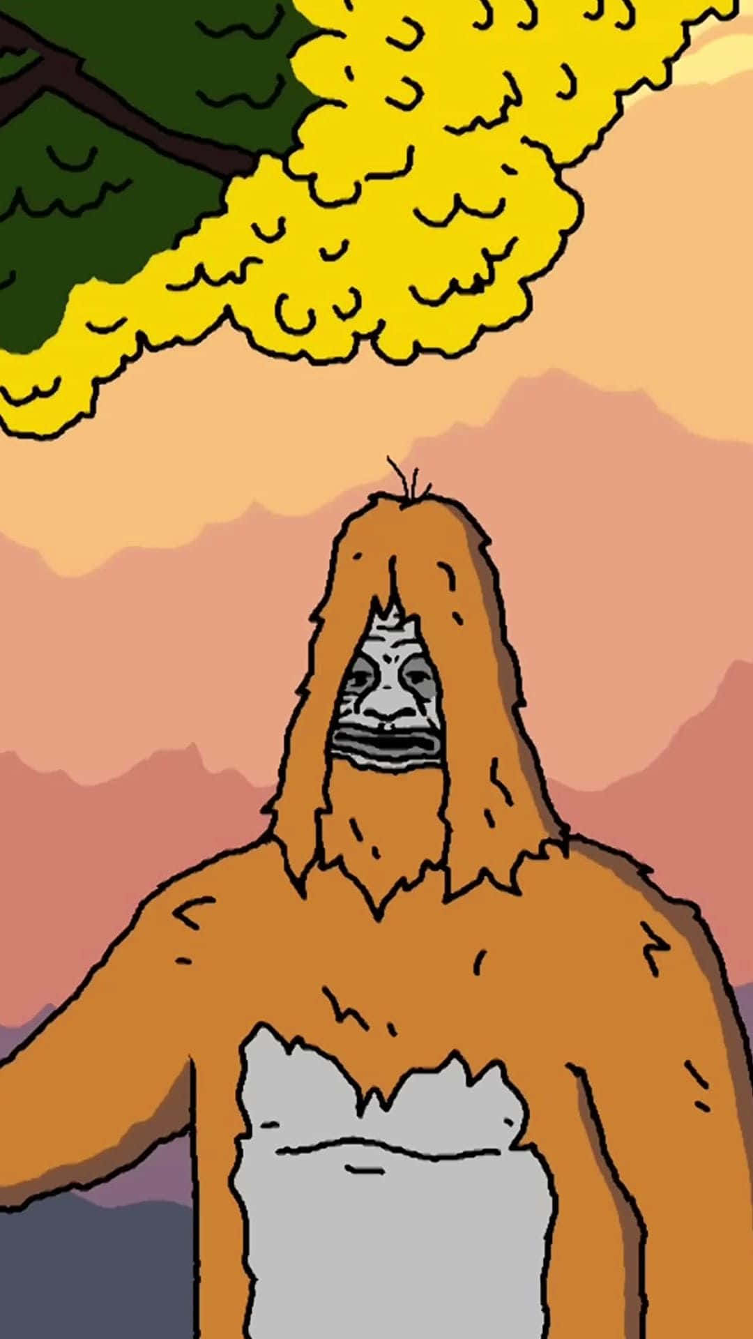 Sassy The Sasquatch, sunset sky, yellow cloud, Full HD Phone Wallpaper