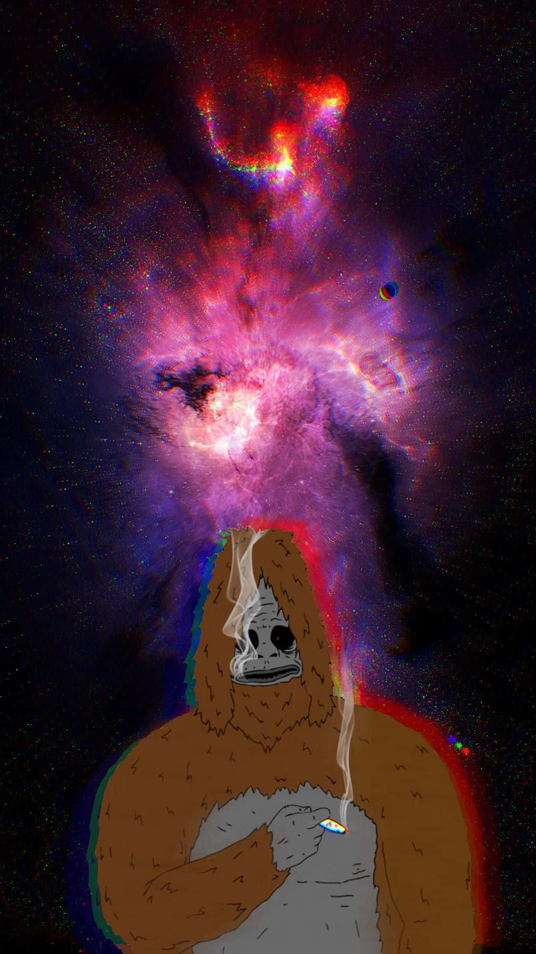Sassy Sasquatch, cosmic nebula, pink, Full HD Phone Wallpaper