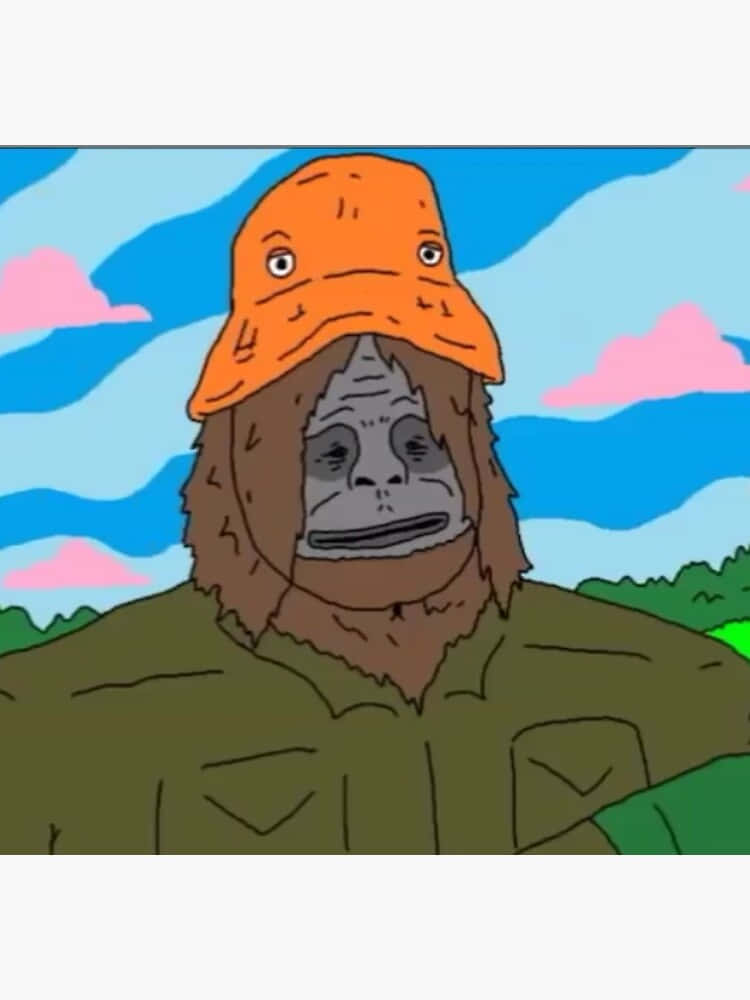 Sassy The Sasquatch, orange bucket hat, blue sky, SD Phone Wallpaper