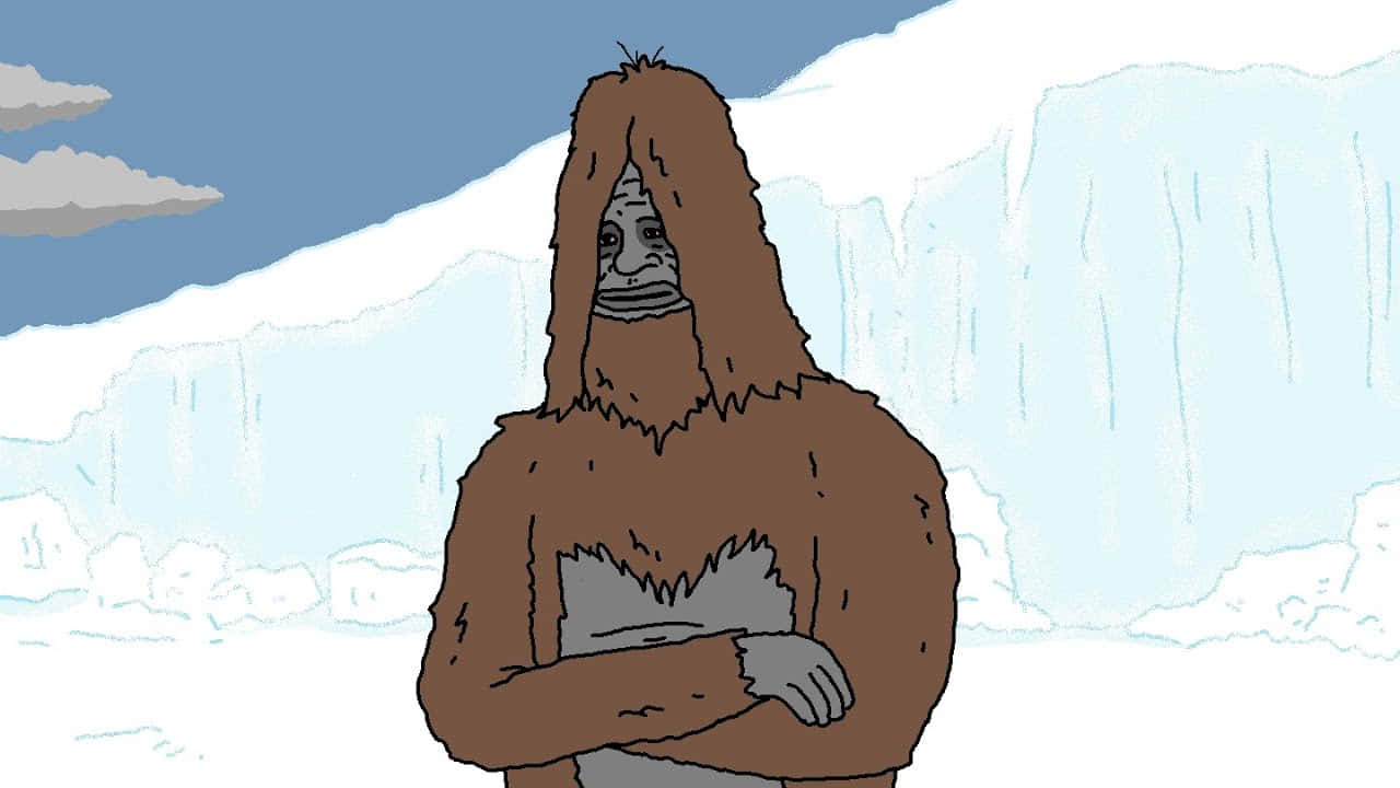 Sassy The Sasquatch, ice backdrop, icy mountains, HD Desktop Wallpaper