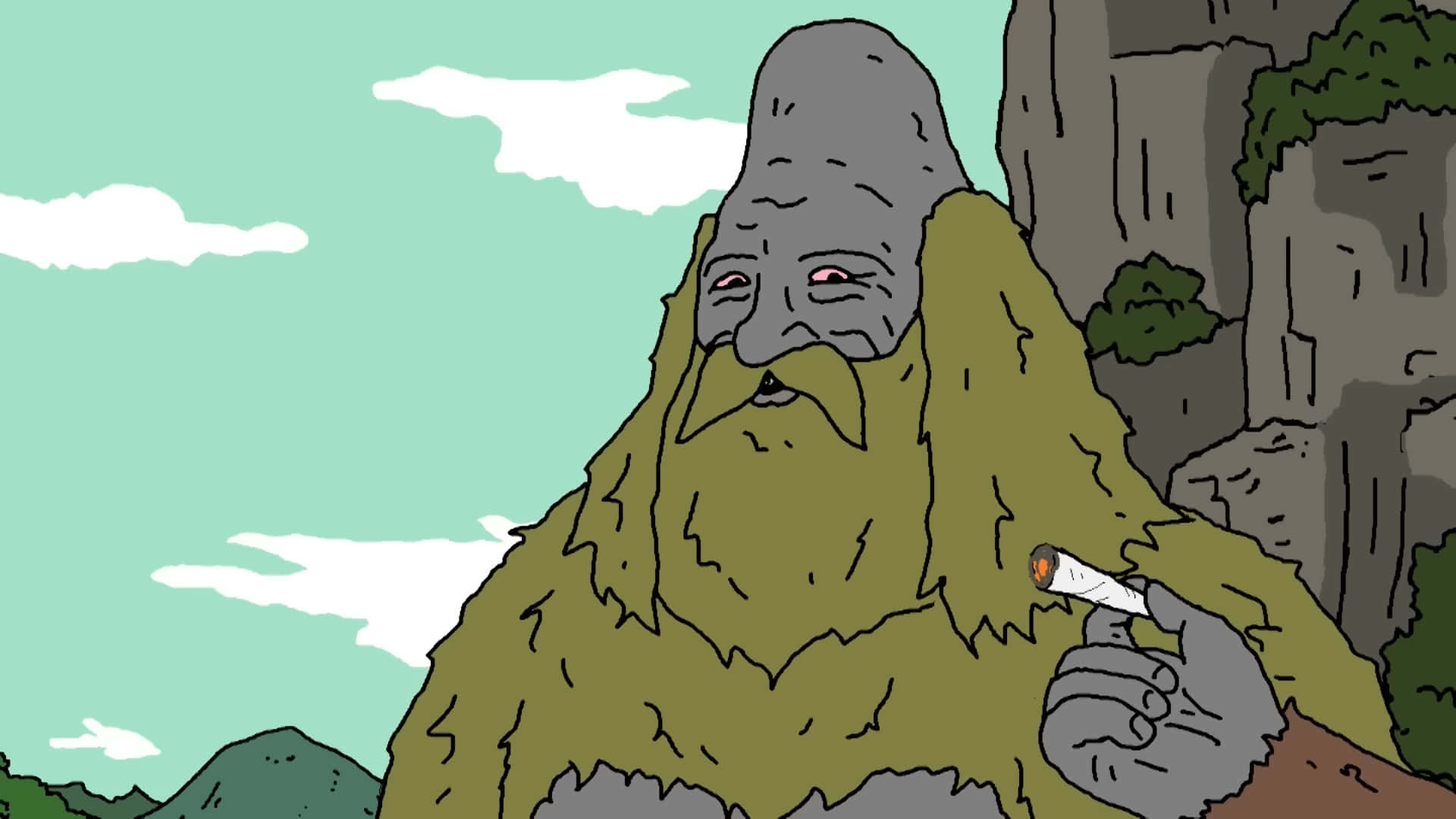 Sassy The Sasquatch, stone-faced, long beard, Full HD Desktop Wallpaper