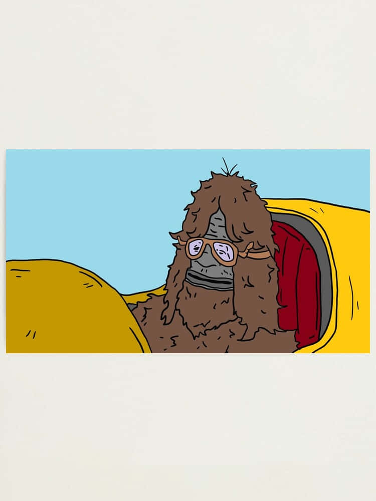 Sassy The Sasquatch, aviator goggles, yellow vehicle, SD Phone Wallpaper