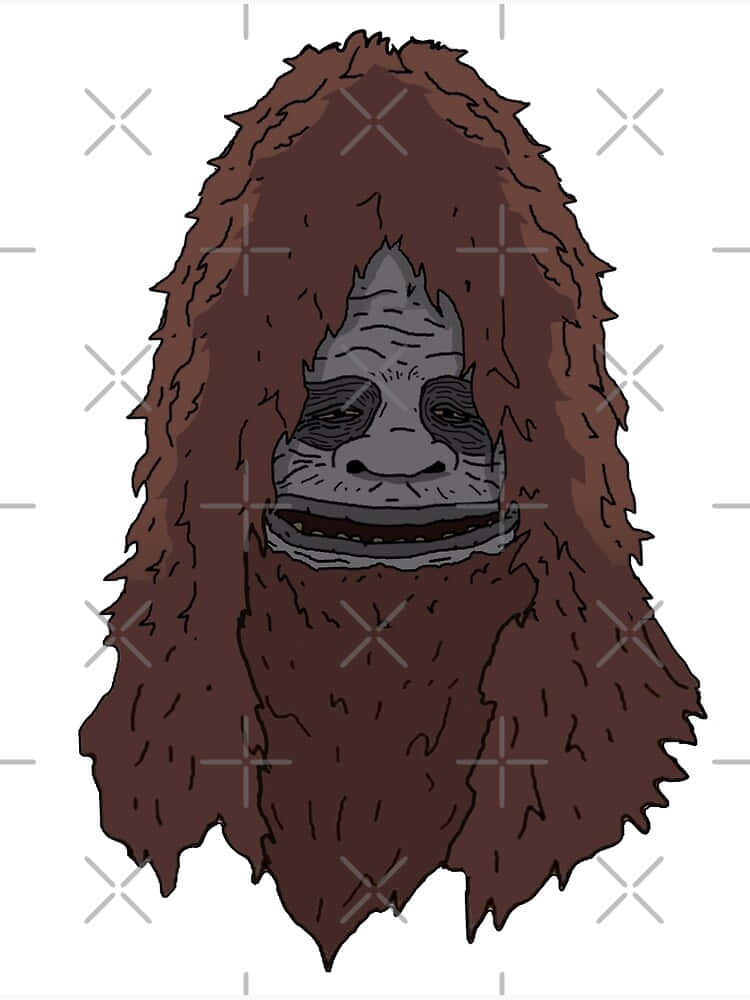 Sassy The Sasquatch, cartoon illustration, large brown-haired creature, SD Phone Wallpaper