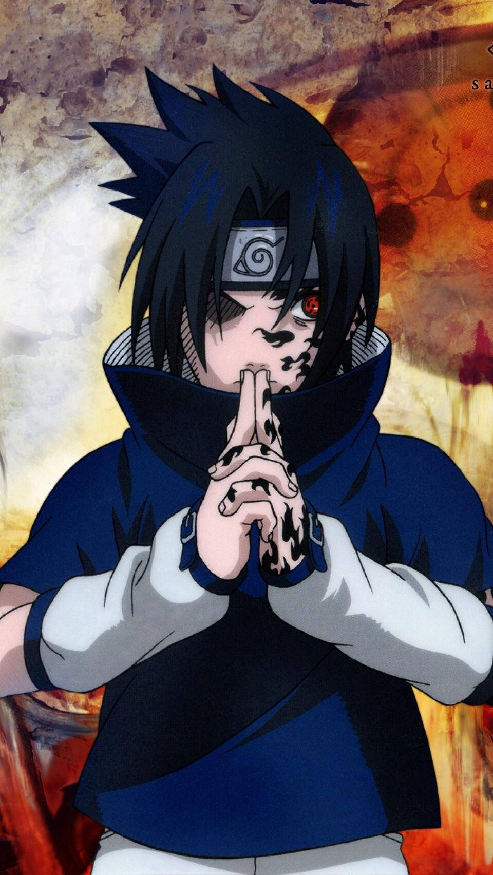 Sasuke, black spiky hair, red eye seals, HD Phone Wallpaper