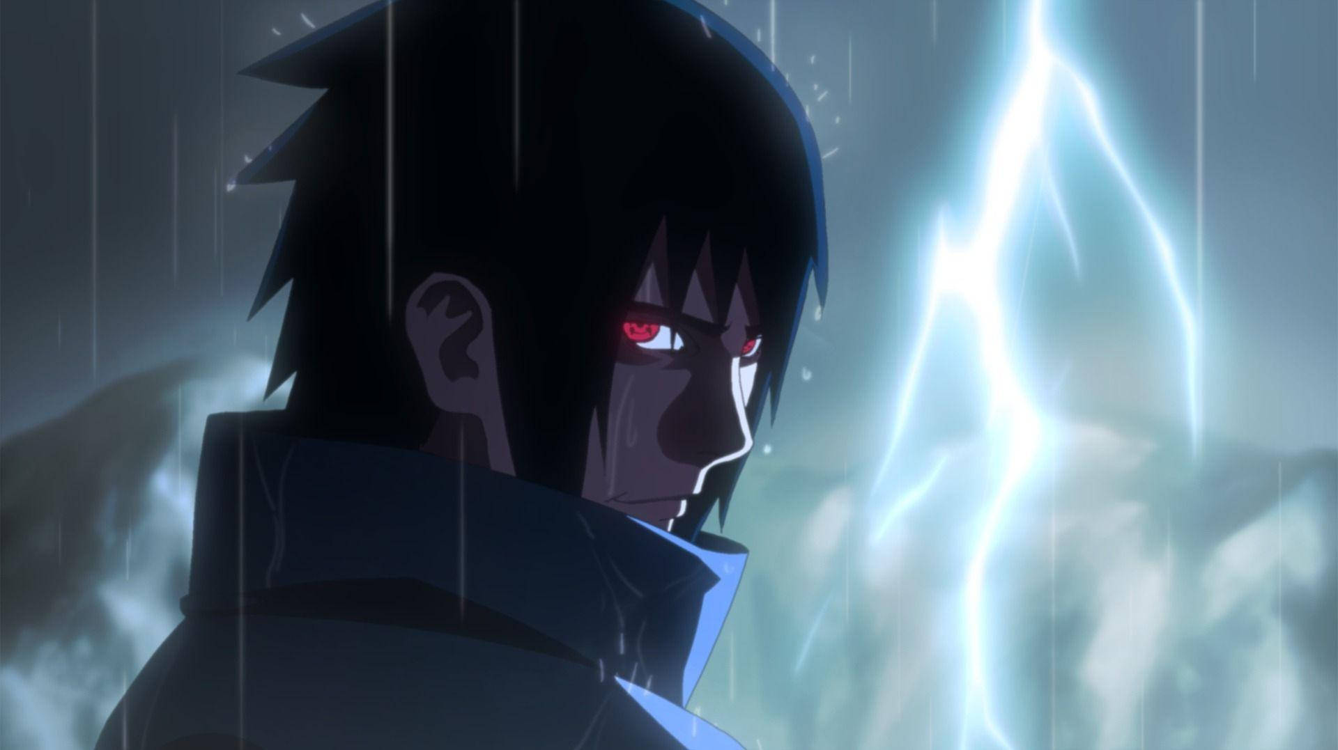 Sasuke, lightning bolt, red eyes, Full HD Desktop Wallpaper