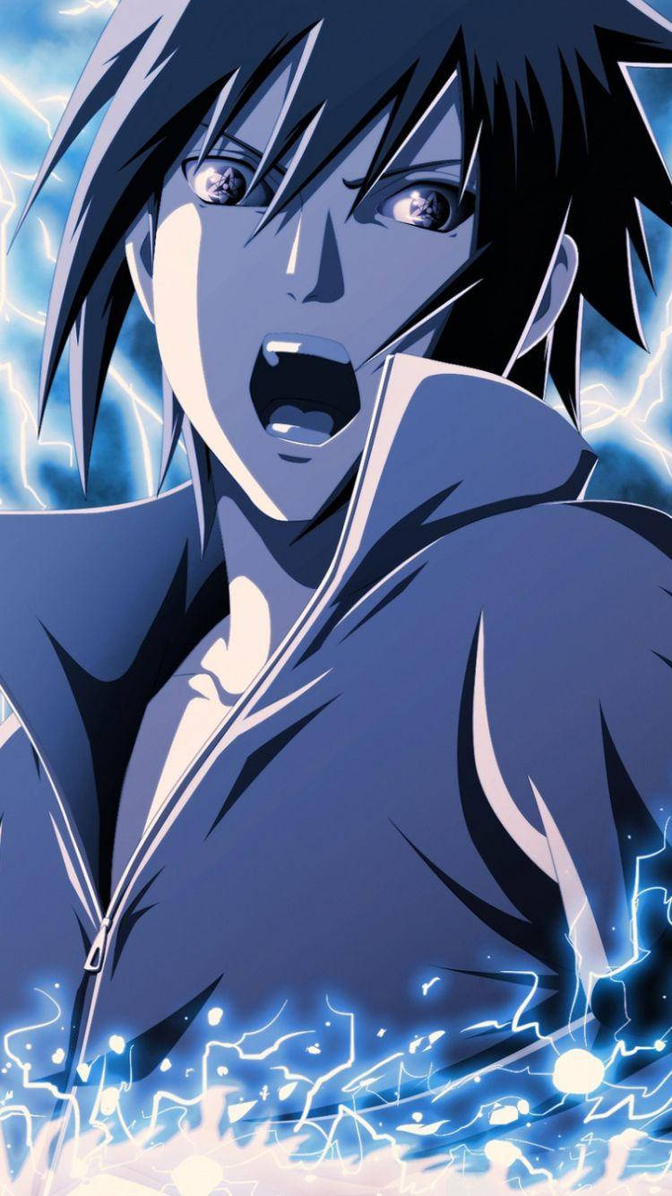 Sasuke, spiky black hair, glowing eyes, HD Phone Wallpaper