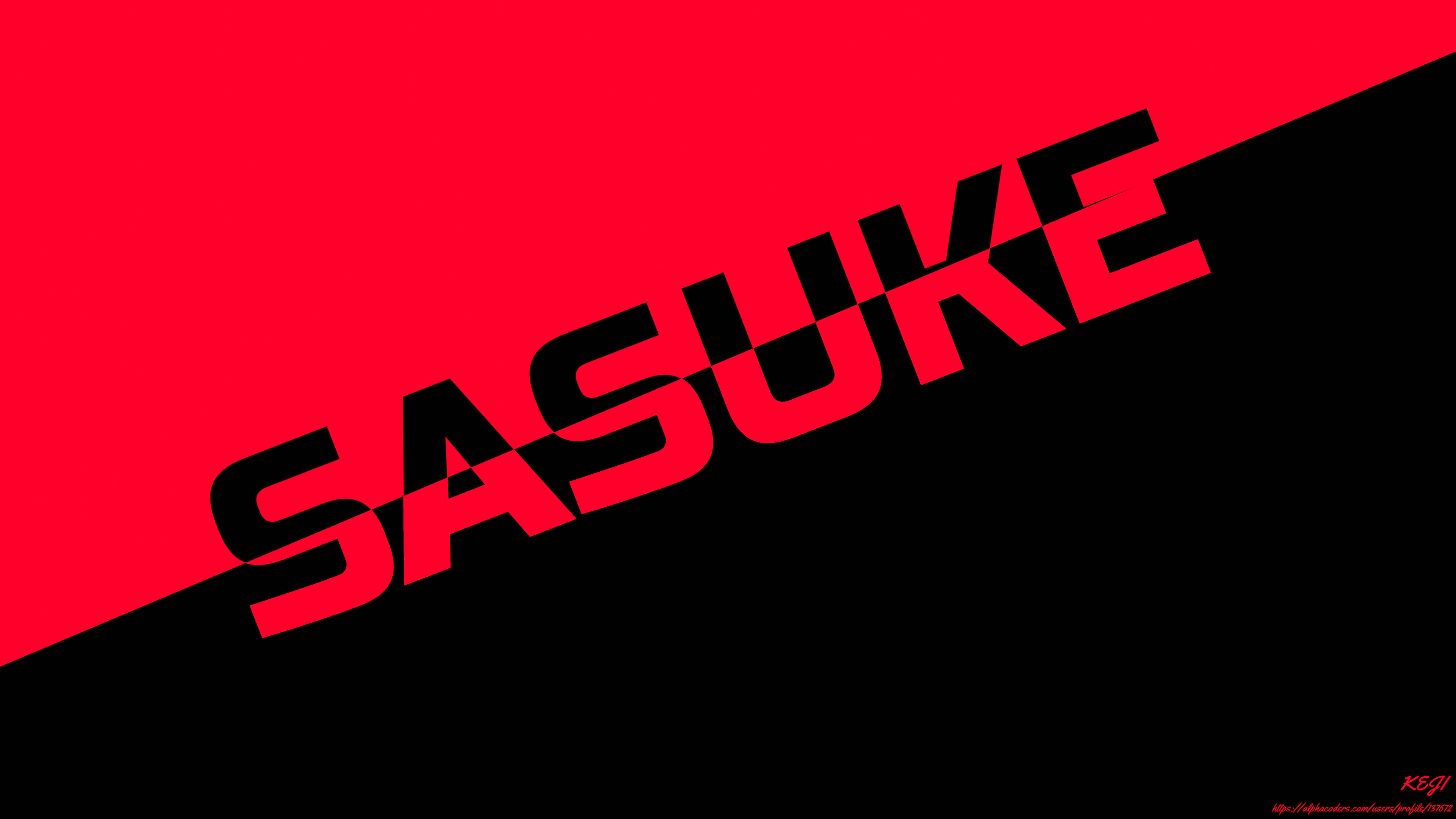 Sasuke, red and black, diagonal split background, 4K Desktop Wallpaper