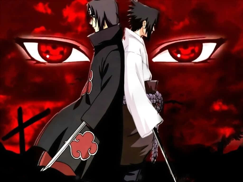 Sasuke And Itachi, anime characters, back-to-back, SD Desktop Wallpaper