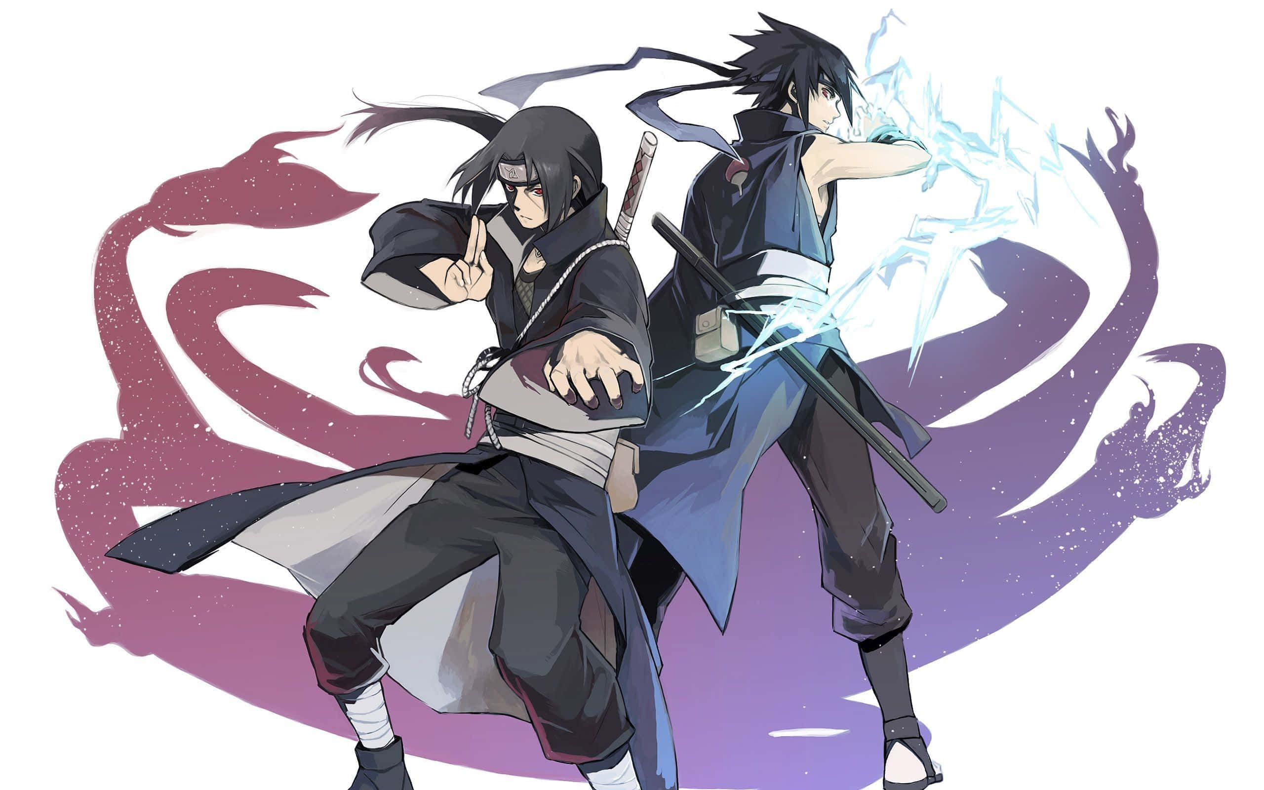 Sasuke And Itachi, anime ninja warriors, swirling chakra energy, 2K Desktop Wallpaper