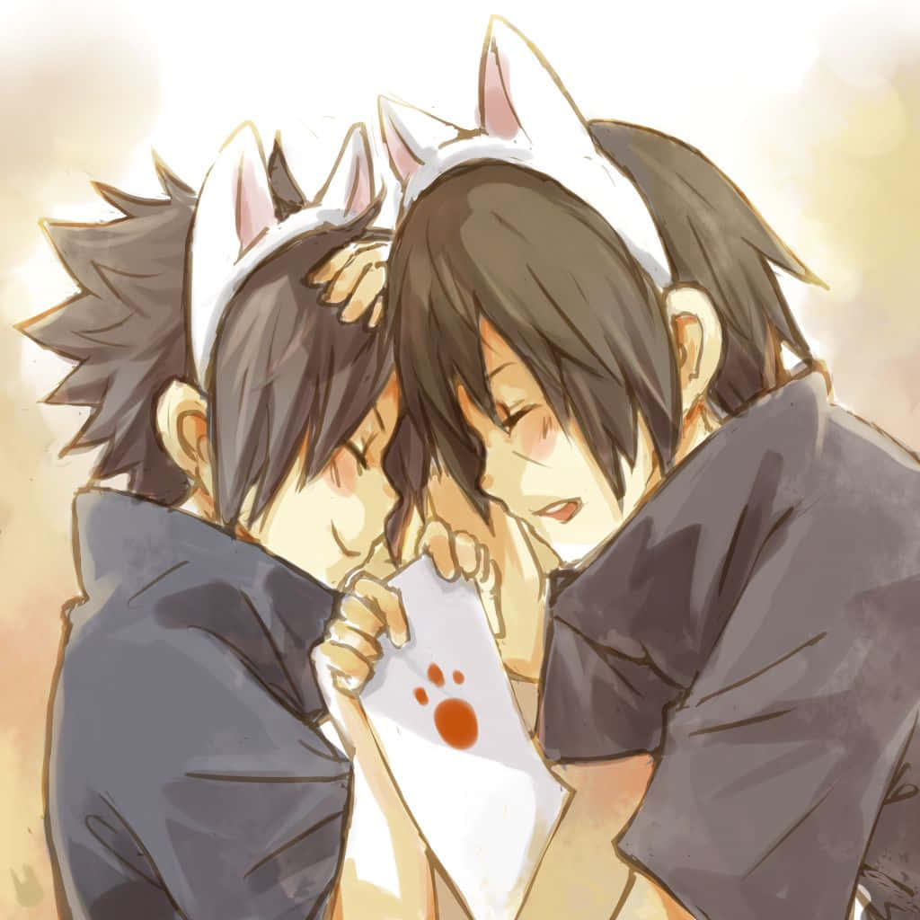 Sasuke And Itachi, cat ears, paper with a paw print, SD Desktop Wallpaper