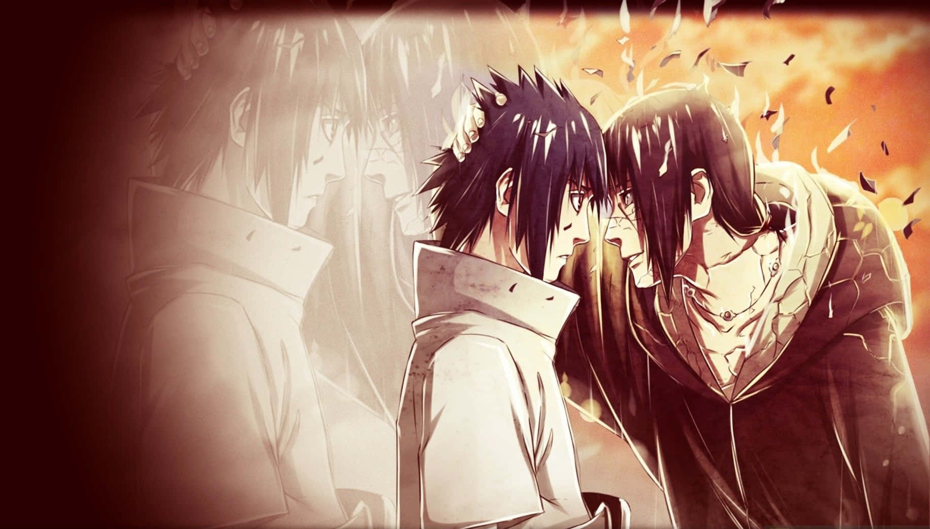 Sasuke, Itachi, fiery orange, HD Desktop Wallpaper