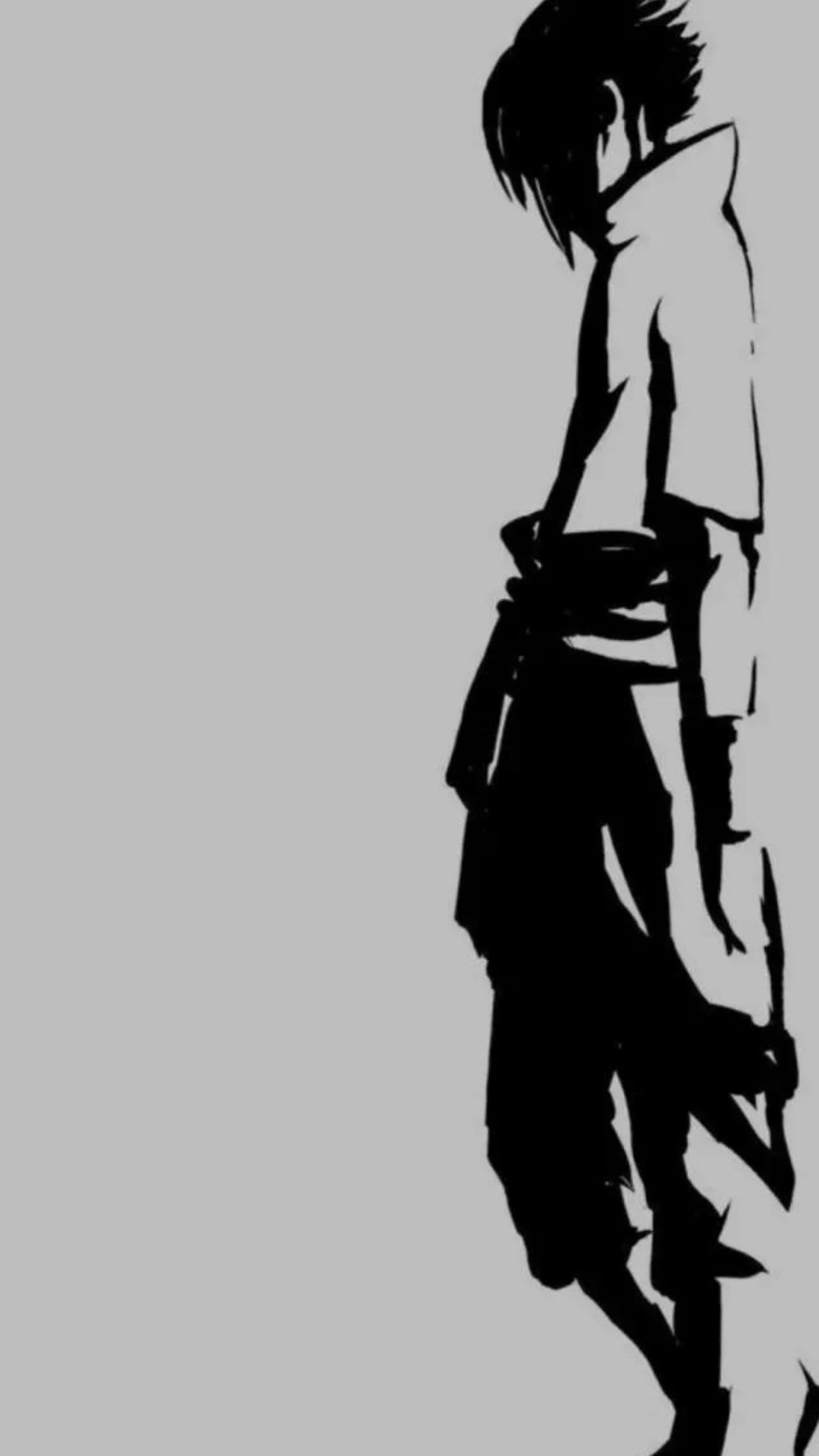 Sasuke, silhouette, black and white, 4K Phone Wallpaper
