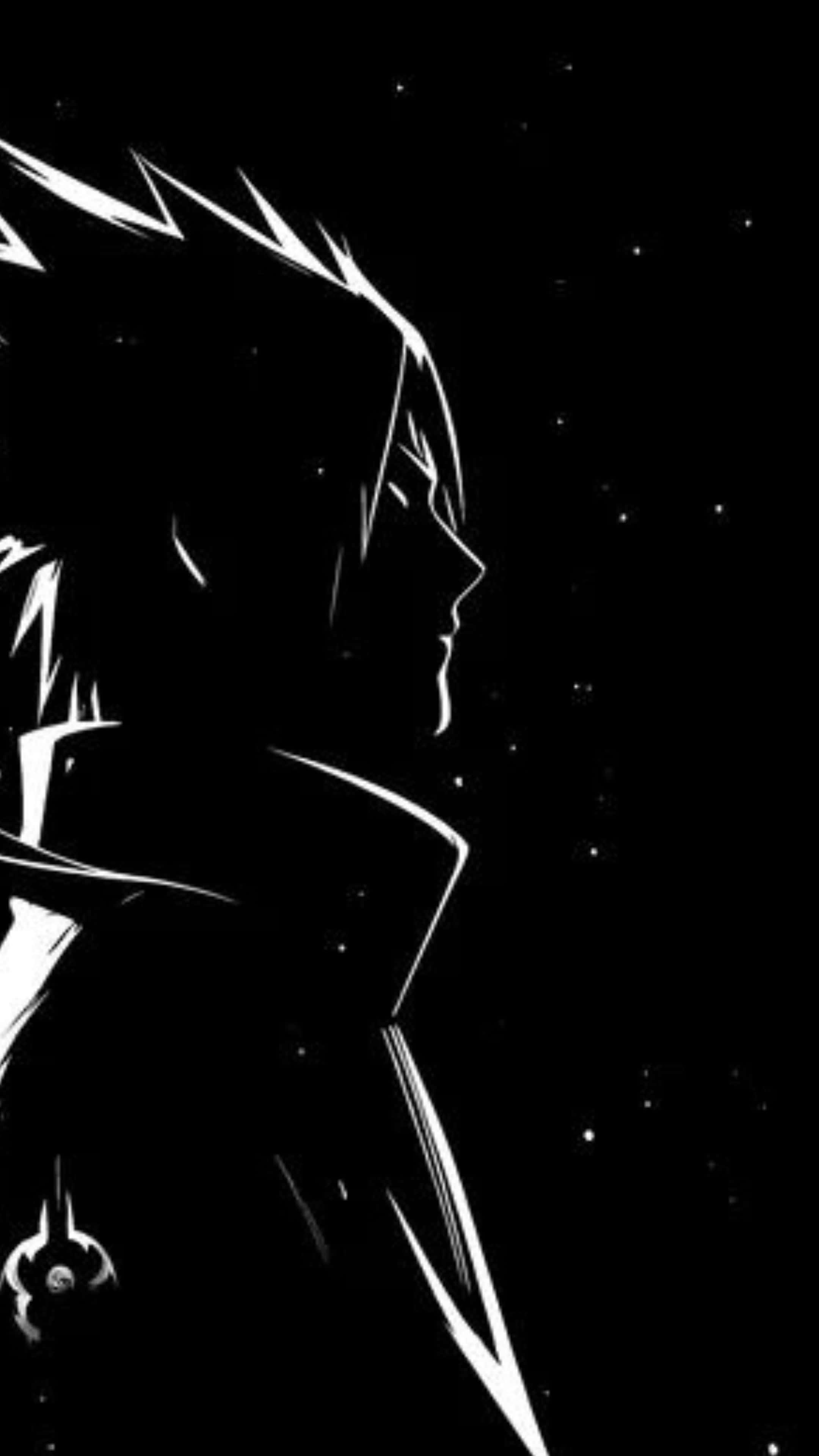Sasuke, spiky-haired figure, starry night sky, 4K Phone Wallpaper