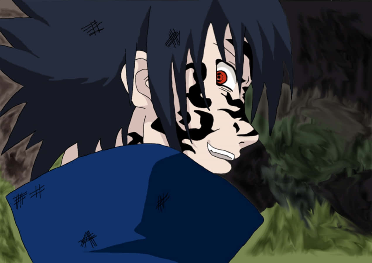 Sasuke Curse, black hair, red eye, SD Desktop Wallpaper