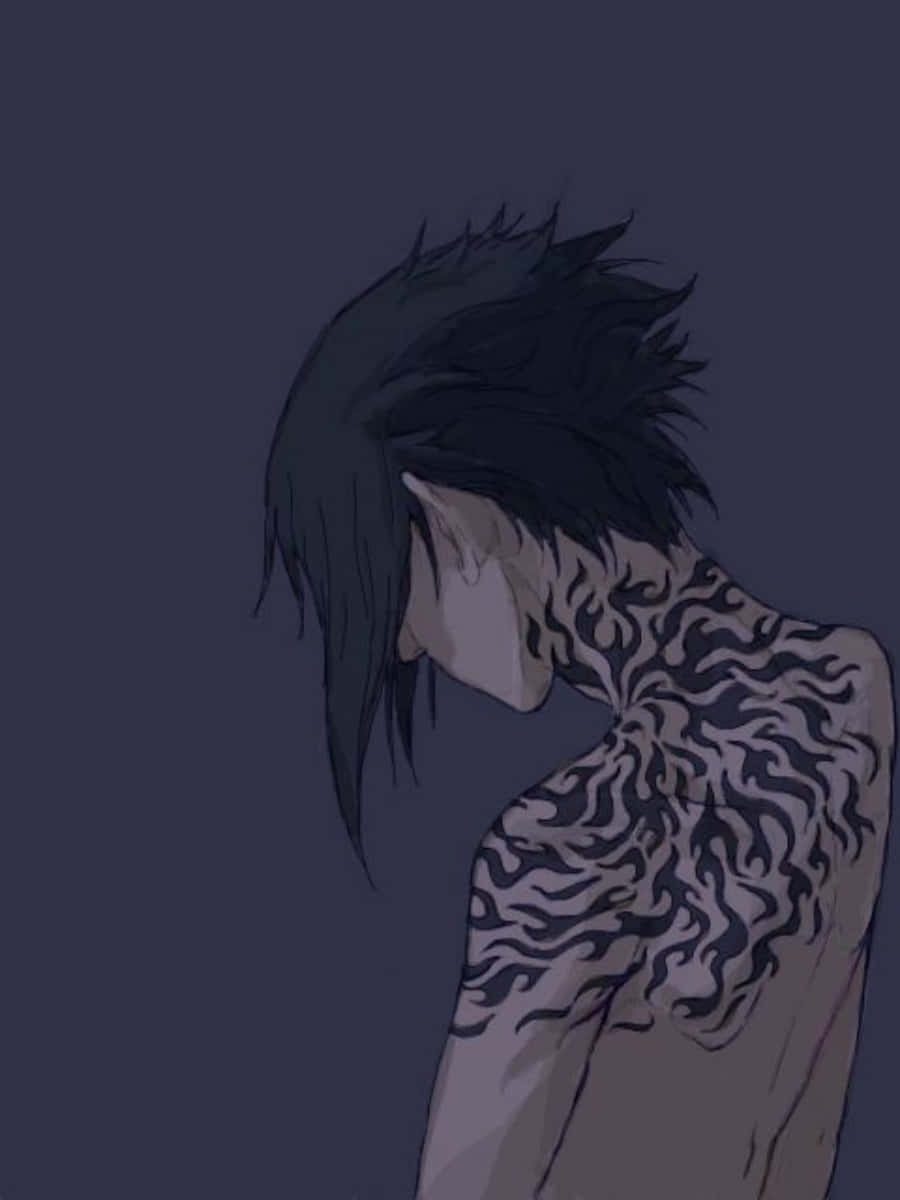 Sasuke Curse, dark-haired anime character, intricate black tattoos, SD Phone Wallpaper