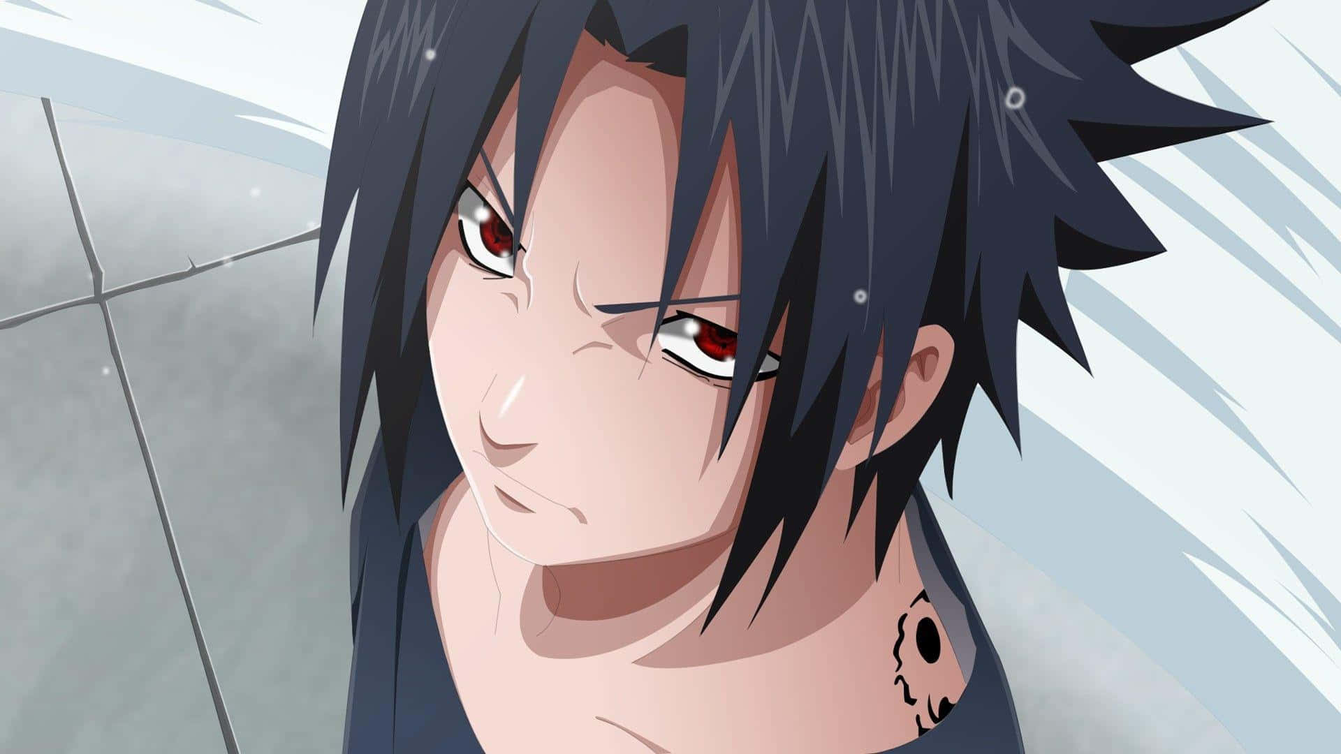 Sasuke Curse, spiky black hair, red eyes, Full HD Desktop Wallpaper