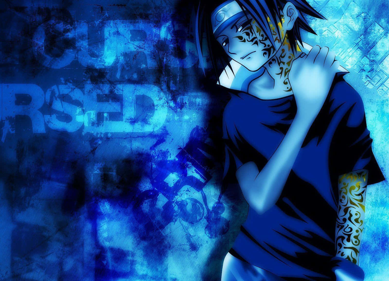 Sasuke Curse, Sasuke, blue-toned, HD Desktop Wallpaper
