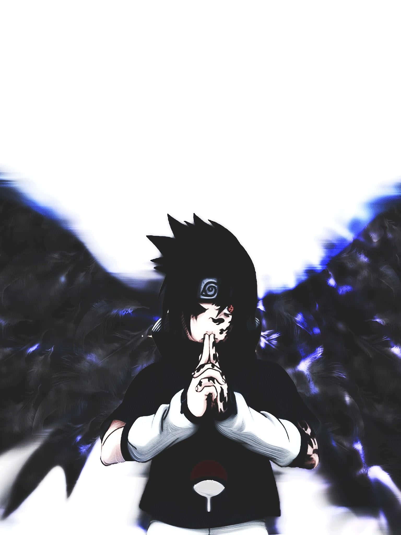 Sasuke Curse, dark wings, glowing blue aura, Full HD Phone Wallpaper