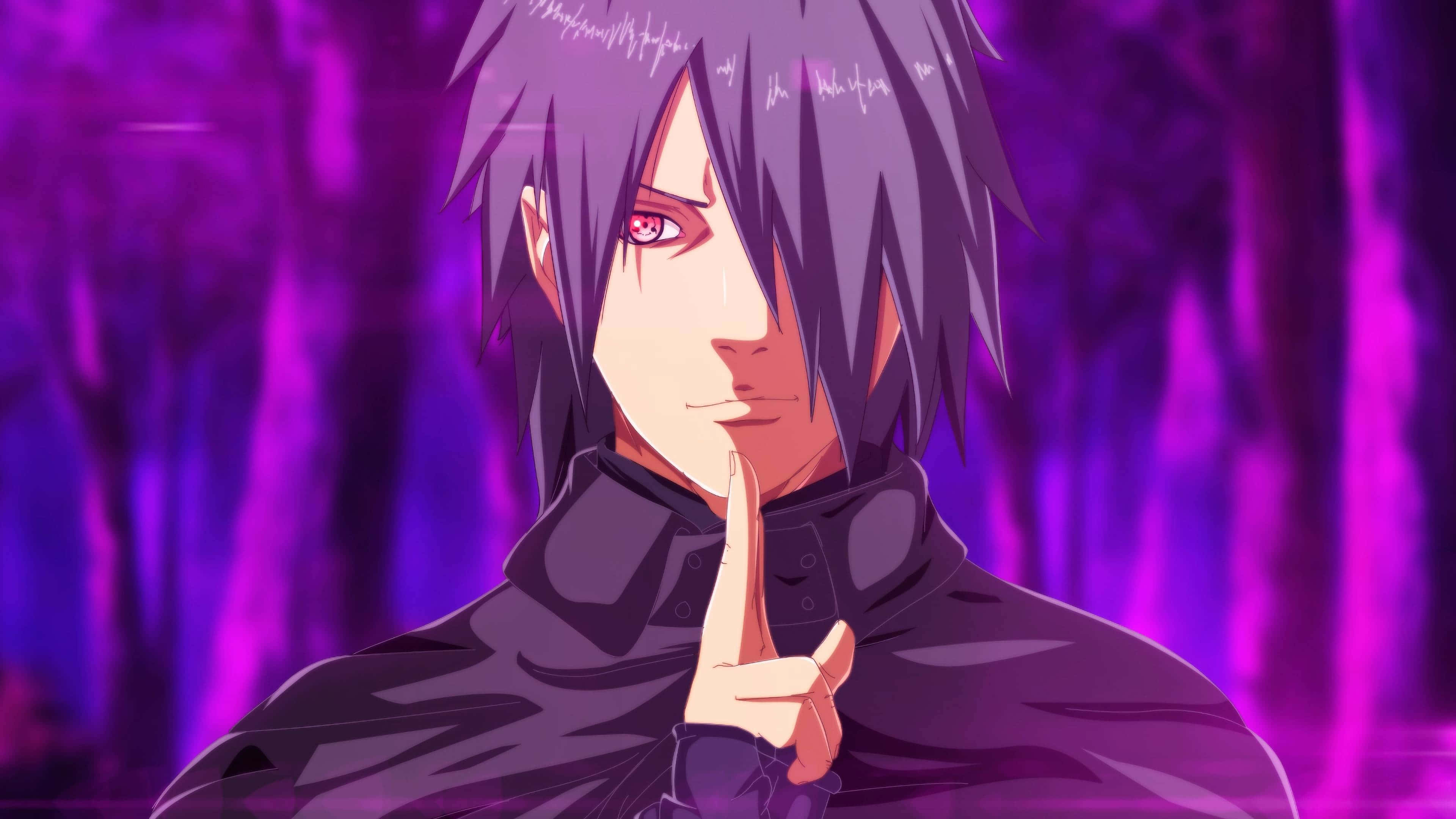 Sasuke, spiky gray hair, red eye, 4K Desktop Wallpaper