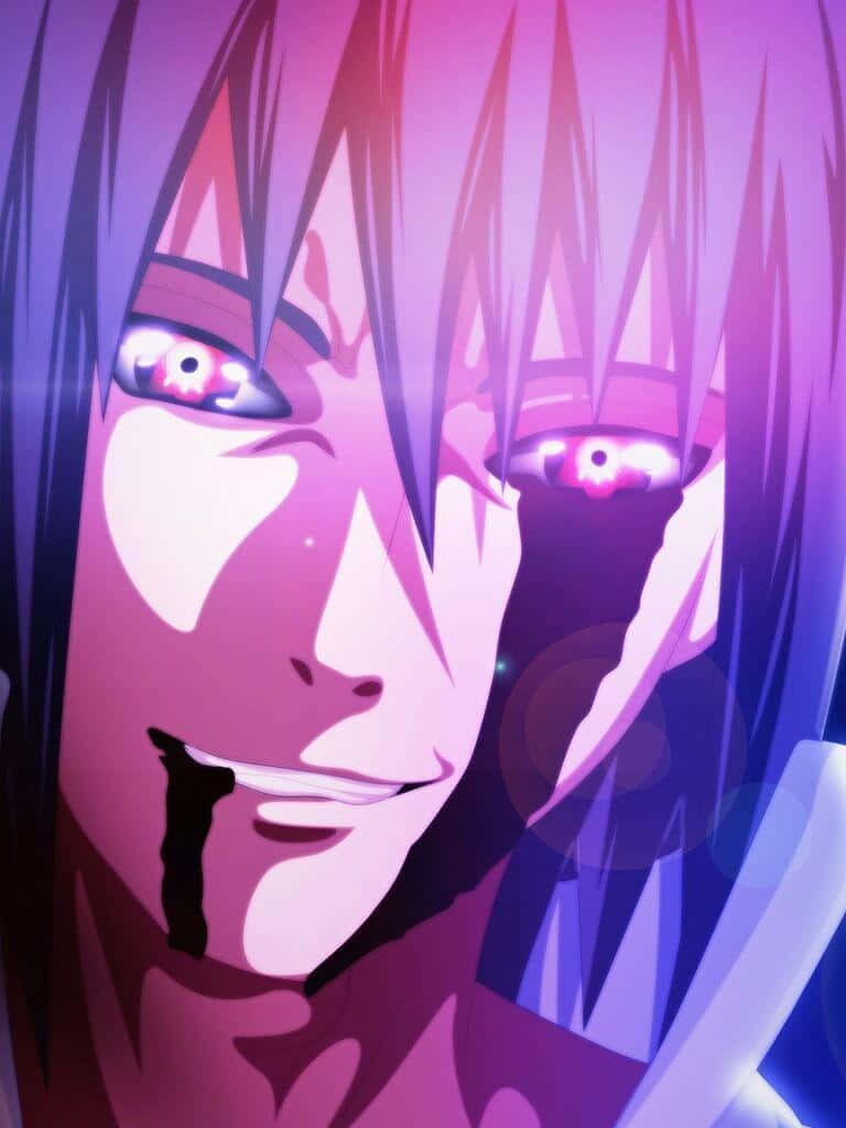 Sasuke Face, purple hair, glowing eyes, SD Phone Wallpaper