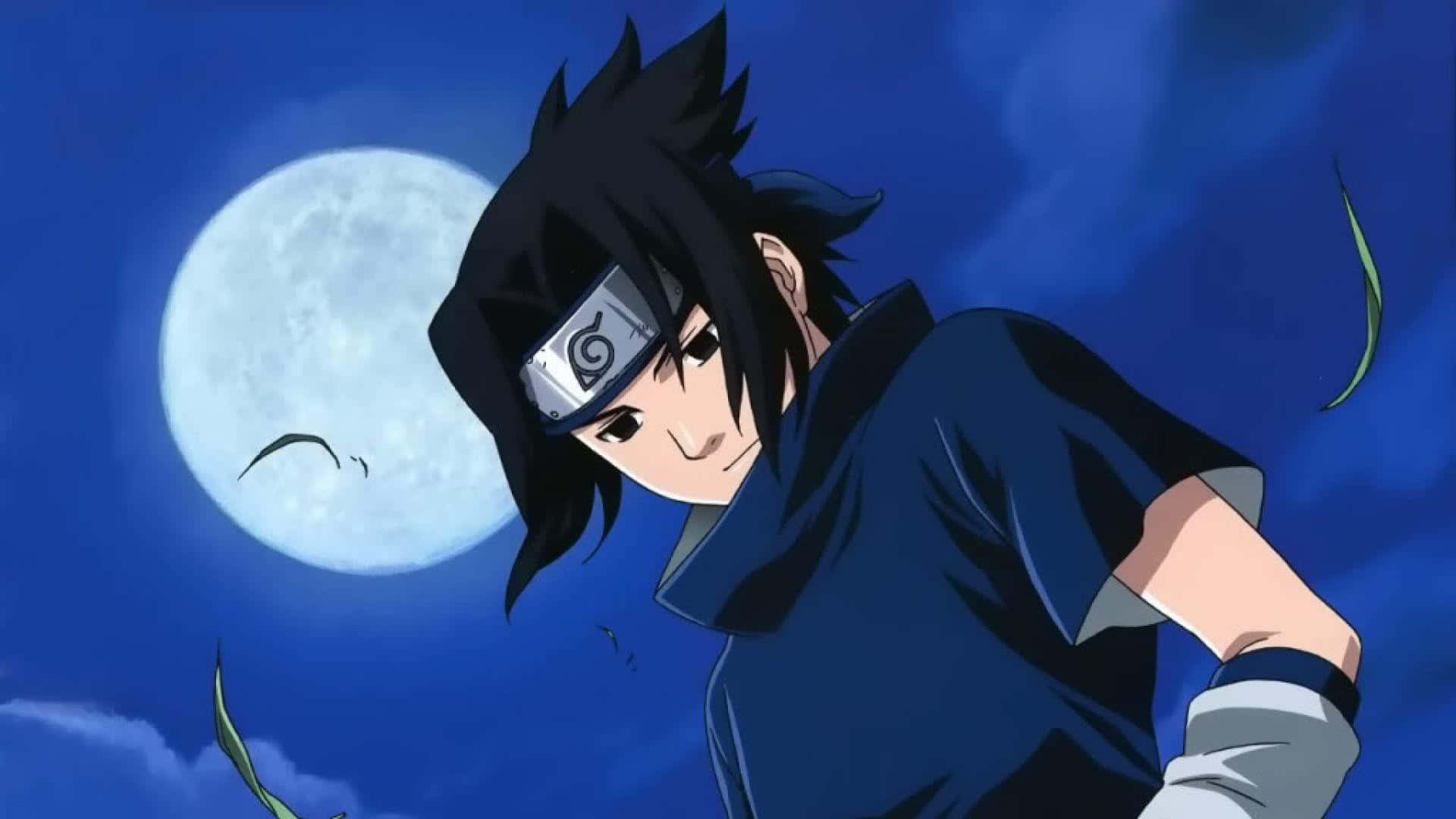 Sasuke, blue night moon, full moon, Full HD Desktop Wallpaper