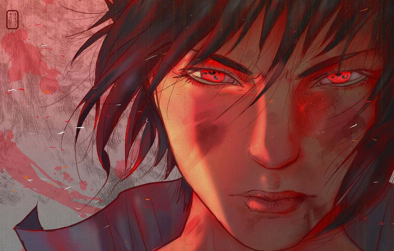 Sasuke Face, glowing red eyes, dark hair, HD Desktop Wallpaper