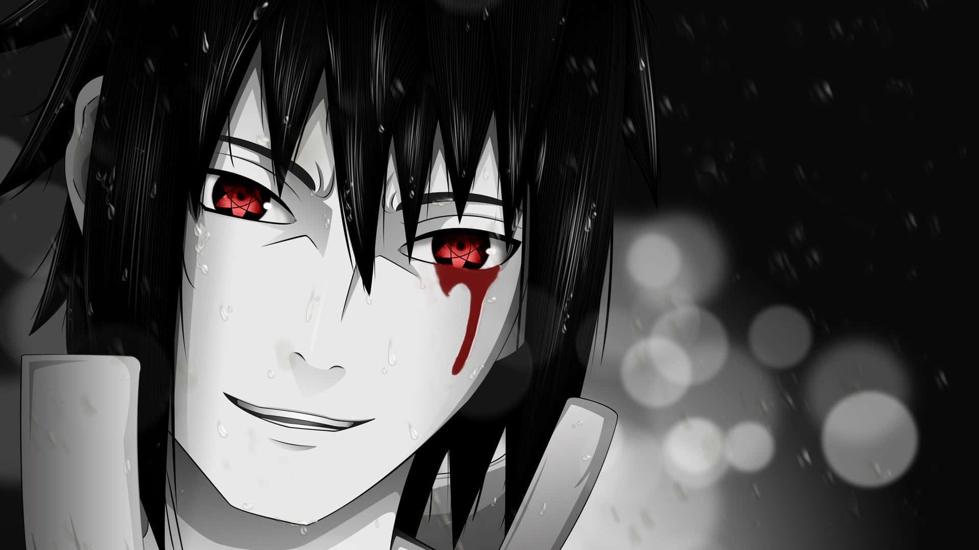 Sasuke Face, black hair, red eyes, Full HD Desktop Wallpaper